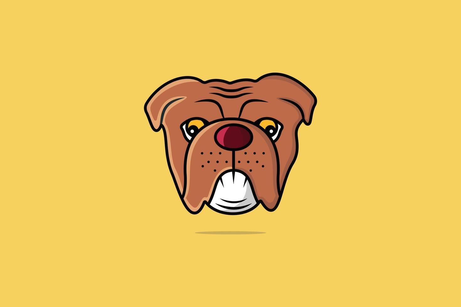 triste buldog cabeza dibujos animados vector ilustración. animal naturaleza icono concepto. buldog cara vector diseño con sombra en ligero naranja antecedentes. perro rostro, adorable perro, perrito icono, hogar seguridad.