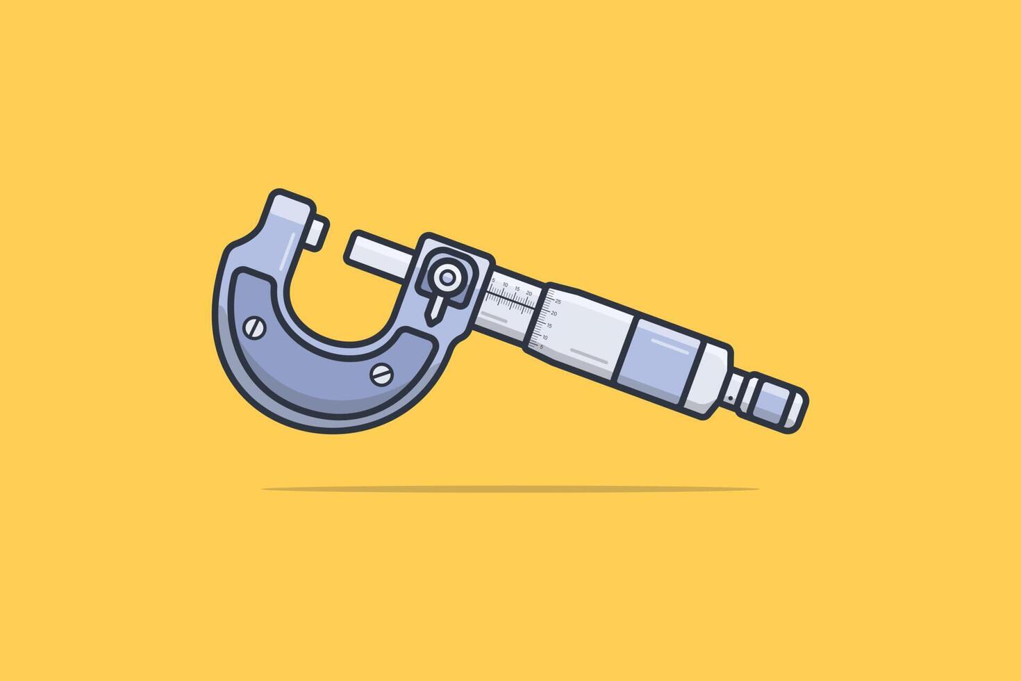 Screw Gauge Micrometer vector illustration. Engineer and Construction tool object icon concept. Measuring engineer tool. Universal device designed to measure linear dimensions.