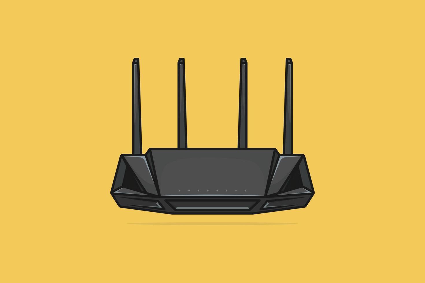 Modem Internet Router Technology Device vector illustration. Technology object icon concept. Wireless network router device vector design with shadow on pink background.