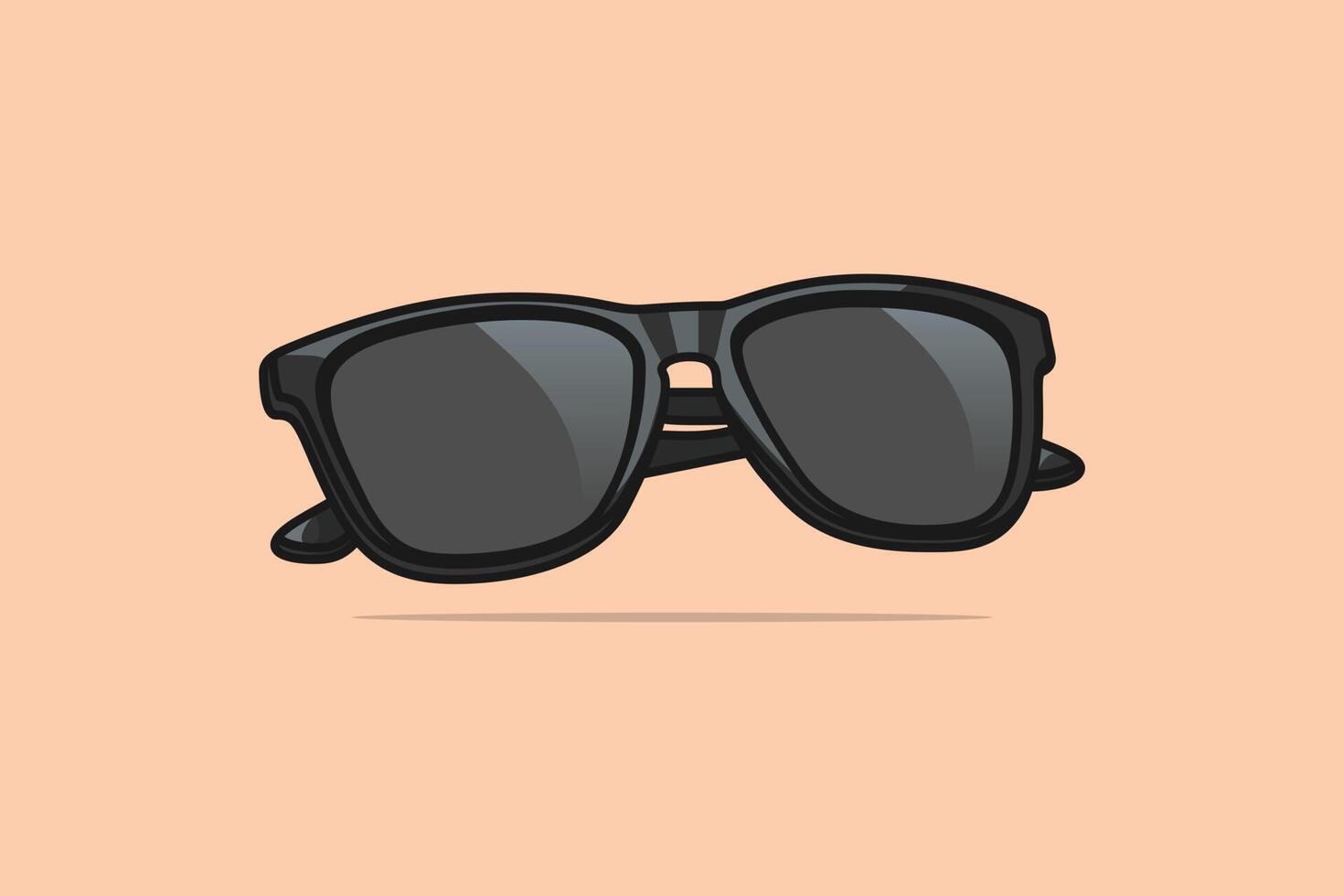 Summer Shiny Grey Sun Glasses with Stylish Shape vector illustration. Summer glasses object icon concept. Summer fashion glasses with shadow vector design on light orange background.