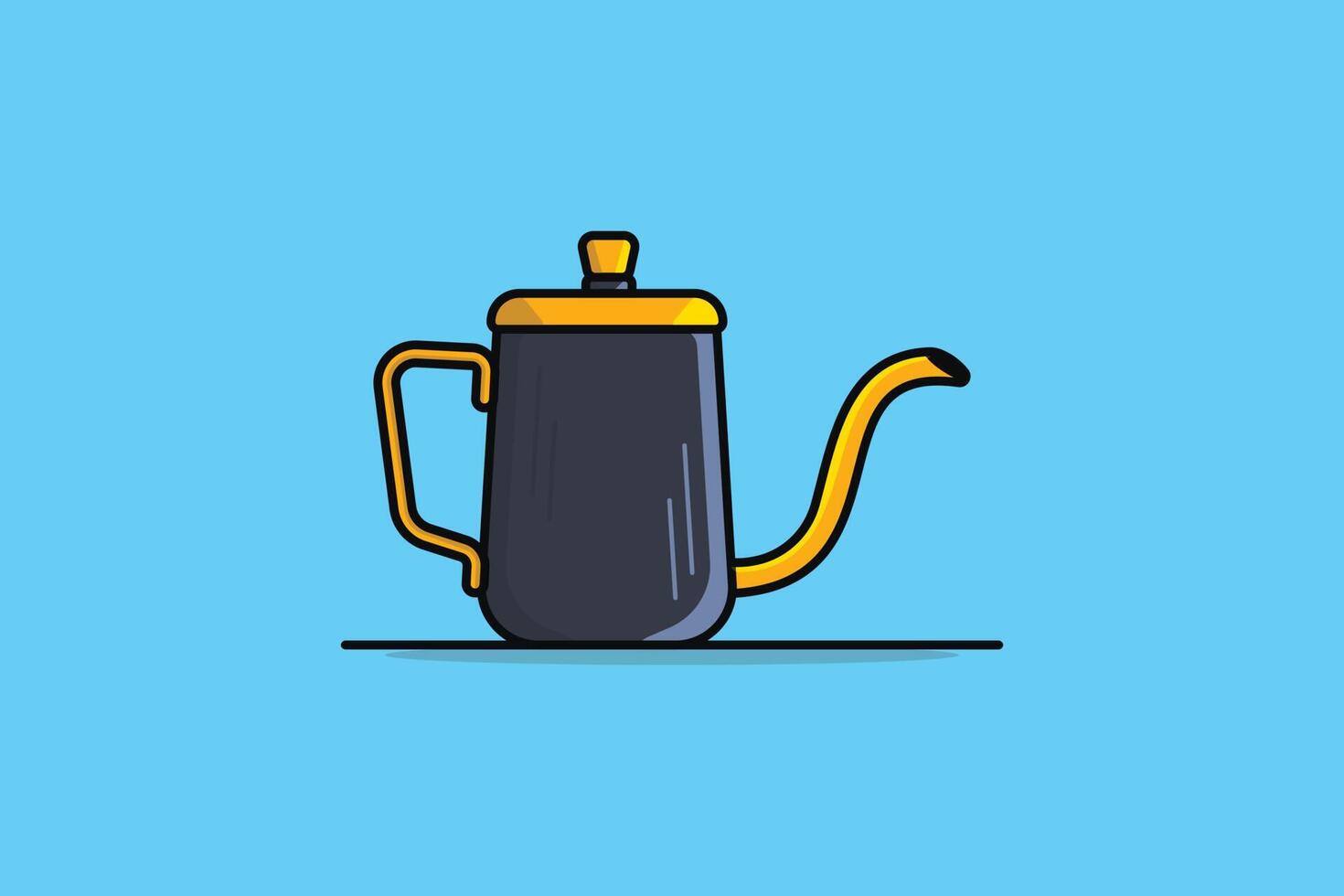 Metal Teapot vector illustration. Food and drink object icon concept. Breakfast Teapot with closed lid icon design on blue background. Pottery fictile, clay teakettle vector design with shadow.