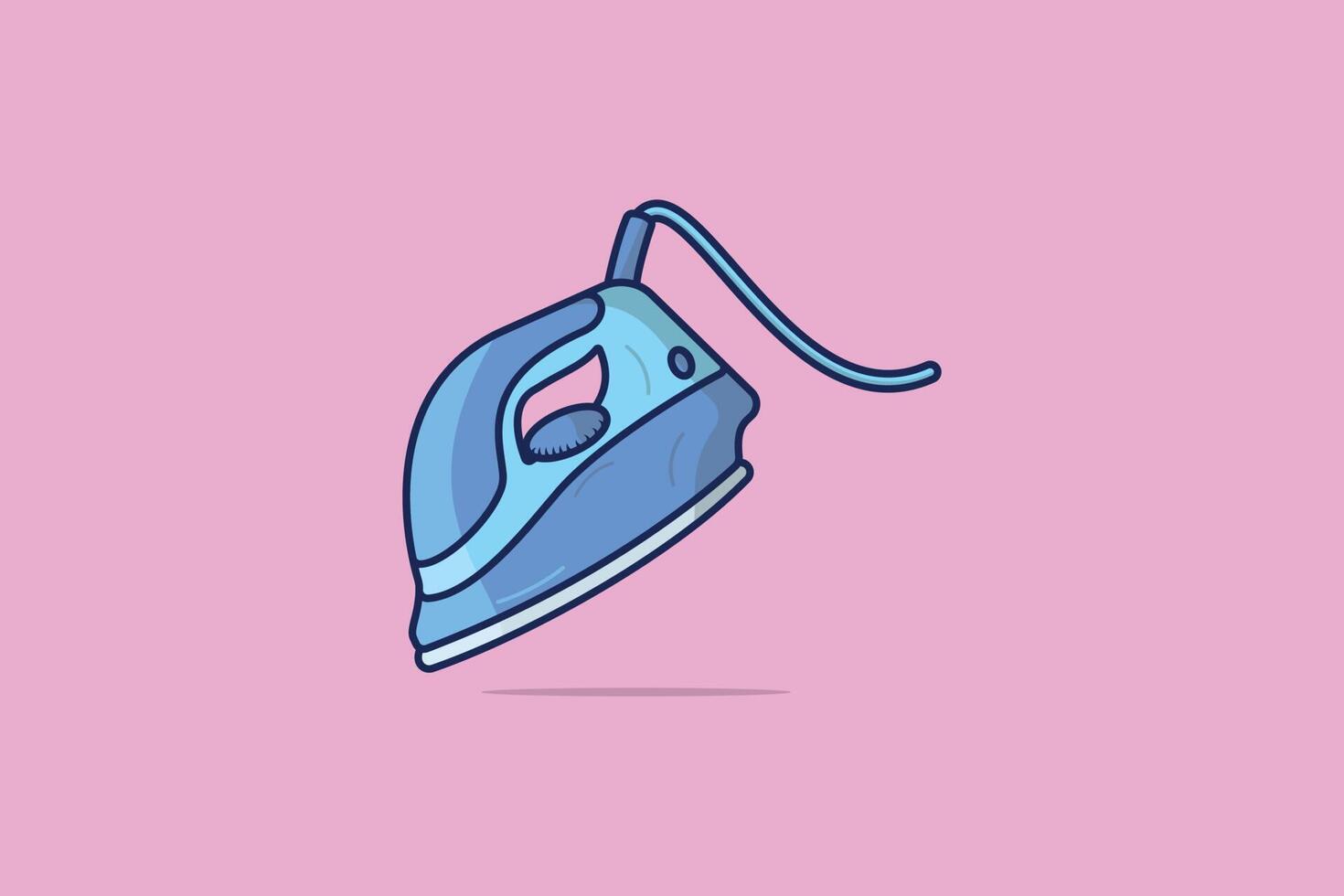 Electric Iron Household Appliance For Steaming Clothes vector illustration. Home interior objects icon concept. House electric iron vector design with shadow on pink background.