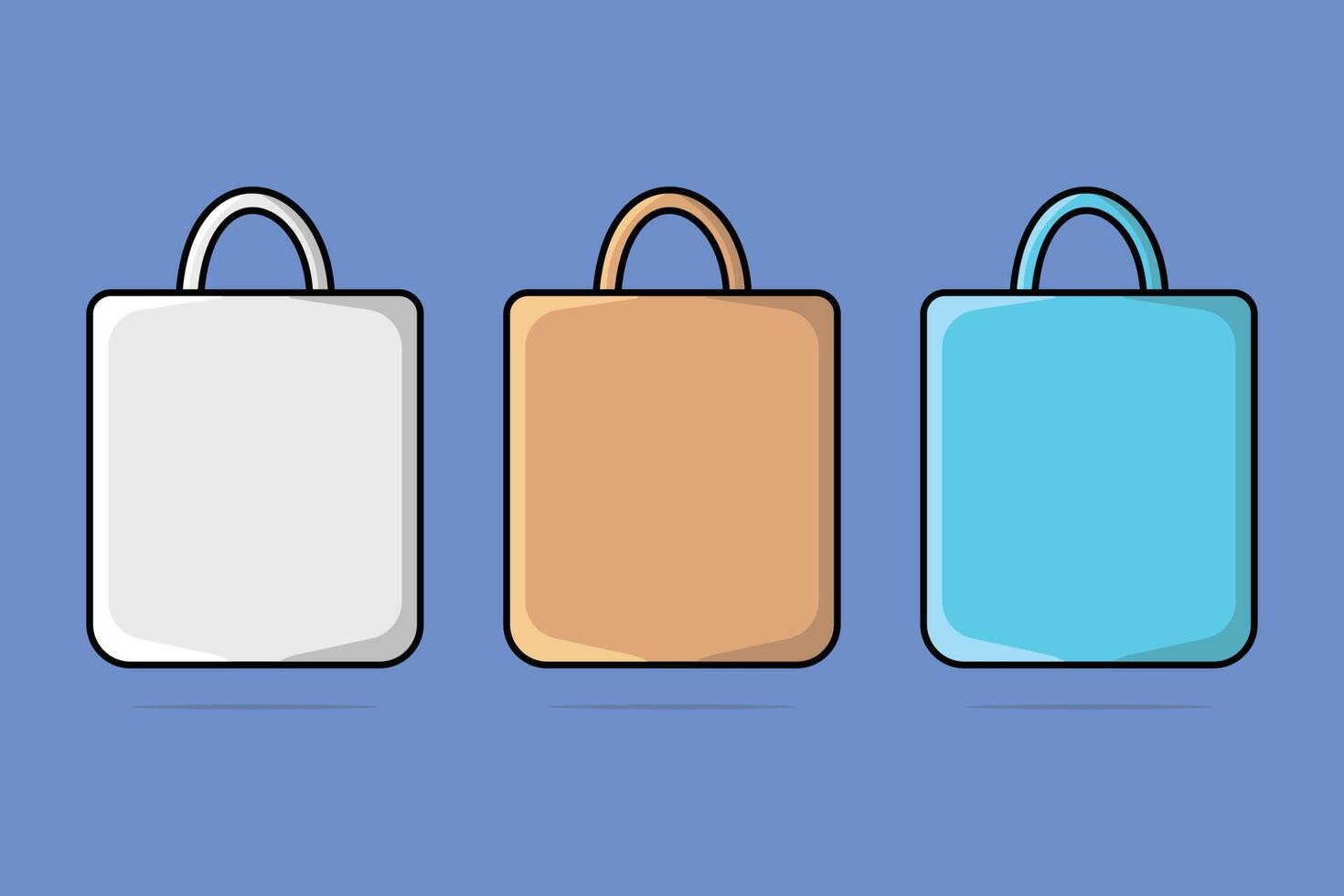 Set of Shopping Bags vector illustration. Store shopping object icon concept. Paper bags collection for fashion shopping elements vector design on blue background with shadow.