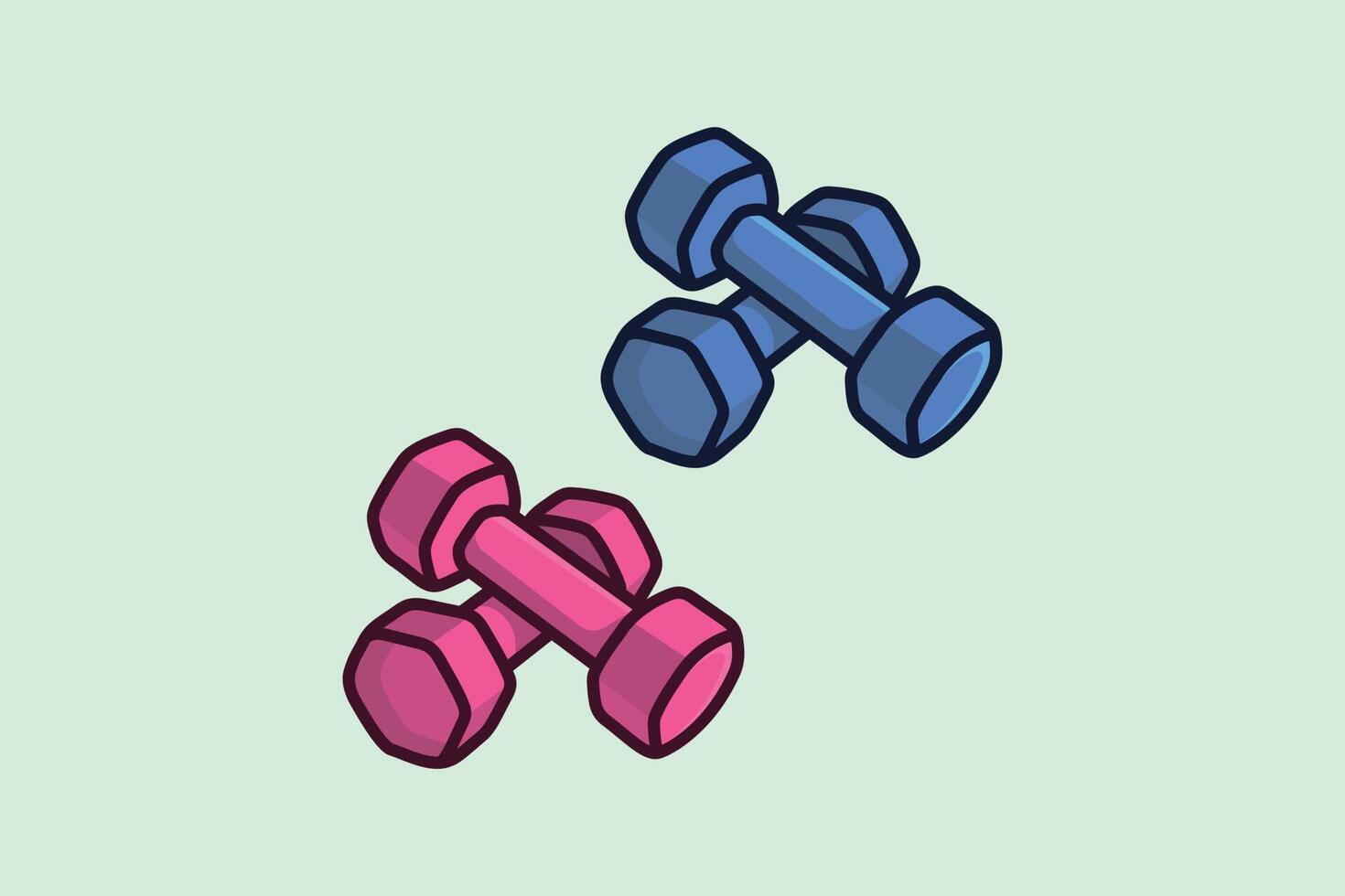 Gym Dumbbells Set vector illustration. Gym fitness object icon concept. Low weight dumbbells logo design. Body fitness, Gym exercise, Work out. Dumbbell for training body muscles vector design.