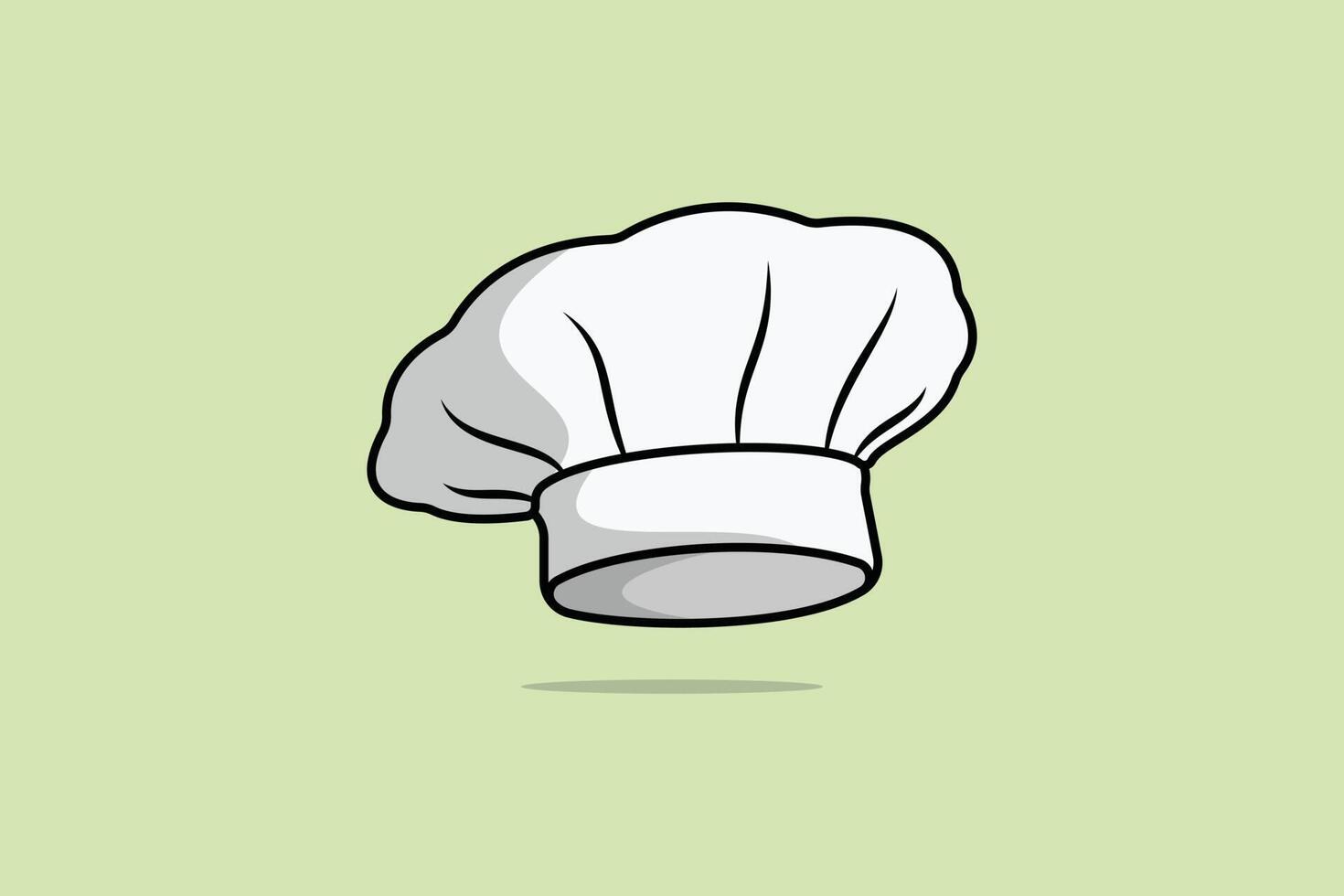 Chef White Hat cartoon vector illustration. Kitchen cooking object icon concept. Chef cooking hat vector design with shadow on light green background. Bakery logo icon concept.