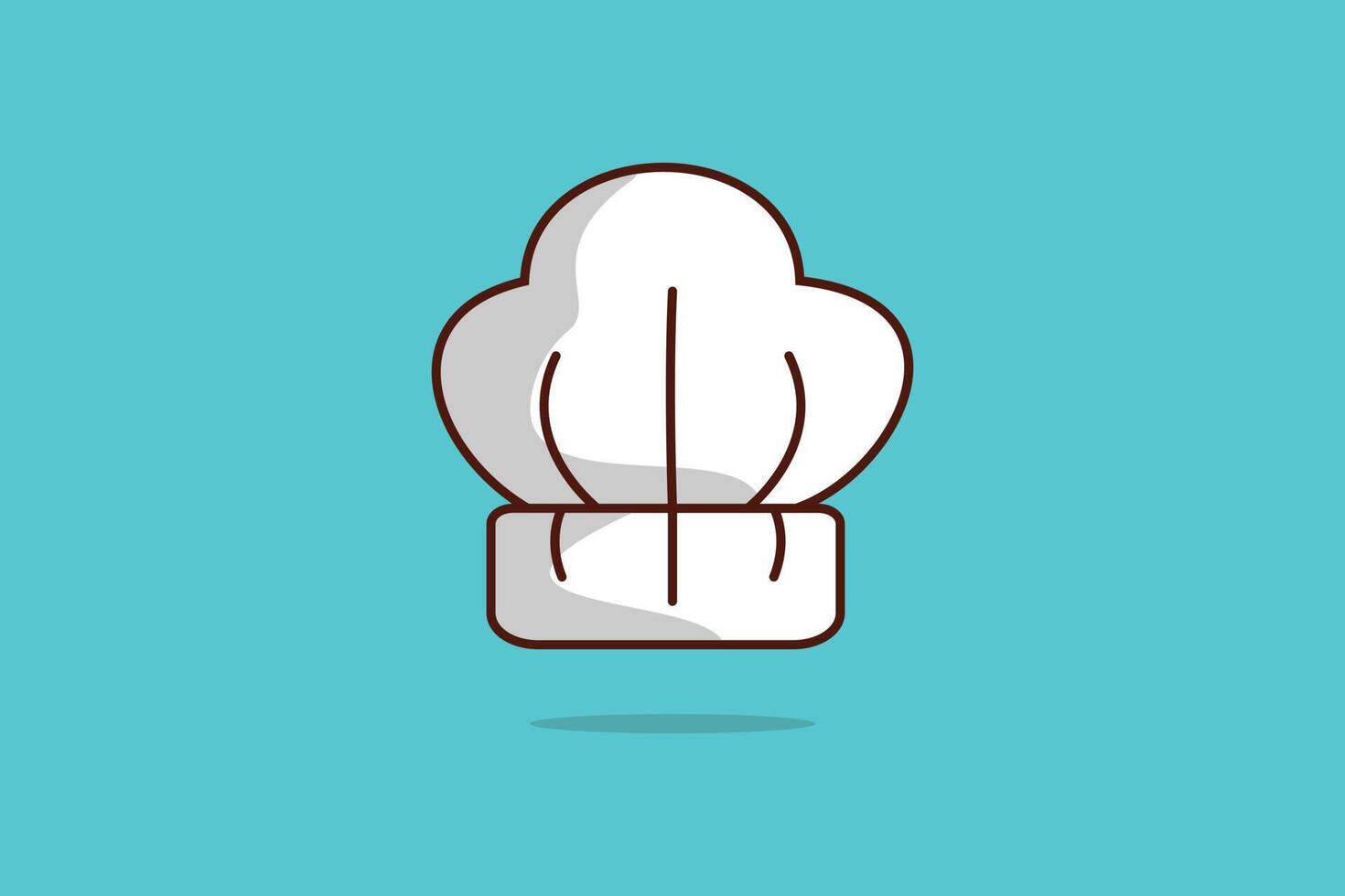 Chef White Hat cartoon vector illustration. Kitchen cooking object icon concept. Chef cooking hat vector design with shadow on light green background. Bakery logo icon concept.