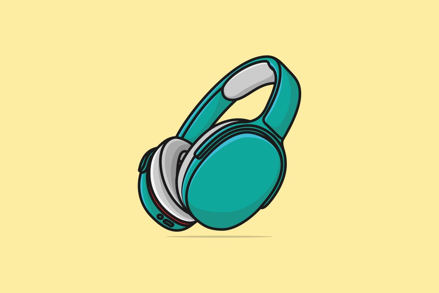 música auricular dispositivo vector ilustración. Deportes y recreación o tecnología objeto icono concepto. inalámbrico auricular para juegos y música vector diseño con sombra. música estudio logo diseño.