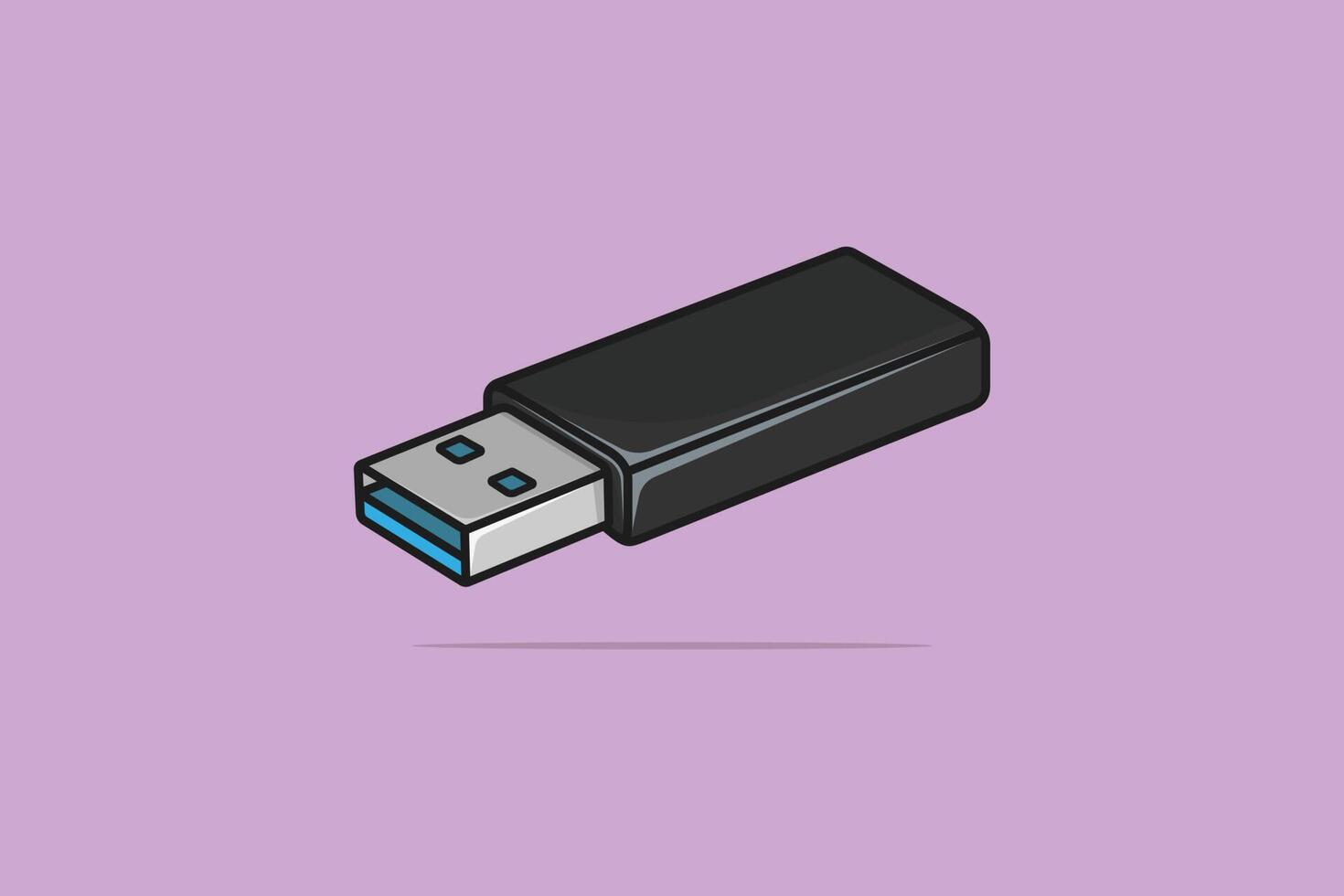 Ilustración de vector de dispositivo usb de tarjeta de memoria moderna. concepto de icono de objeto de tecnología. unidad flash usb moderna para uso en trabajo de oficina en el proyecto y diseño. diseño de vector de dispositivo usb con sombra.