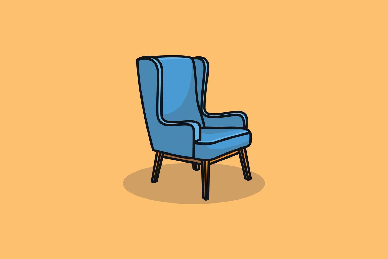 Modern Sofa Chair, Armchair vector illustration. Interior furniture object icon concept. Comfortable Sitting Sofa vector design with shadow on orange background. Comfortable office chair icon design.