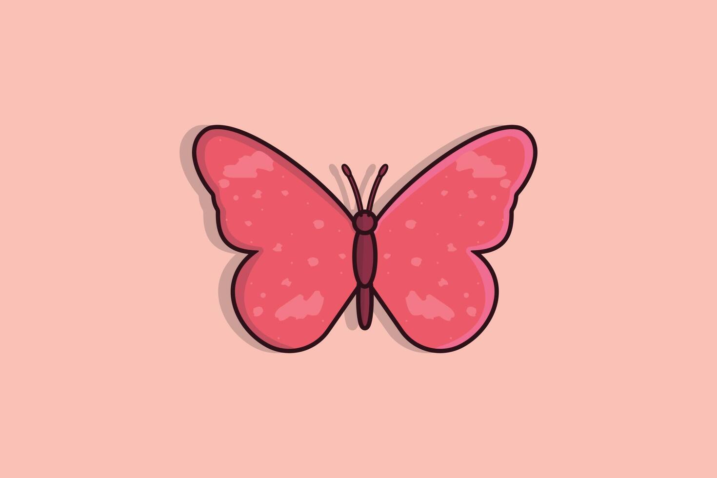 Beautiful Pink Butterfly vector illustration. Animal nature icon concept. Simple modern butterfly logo design with shadow isolated on pink background.