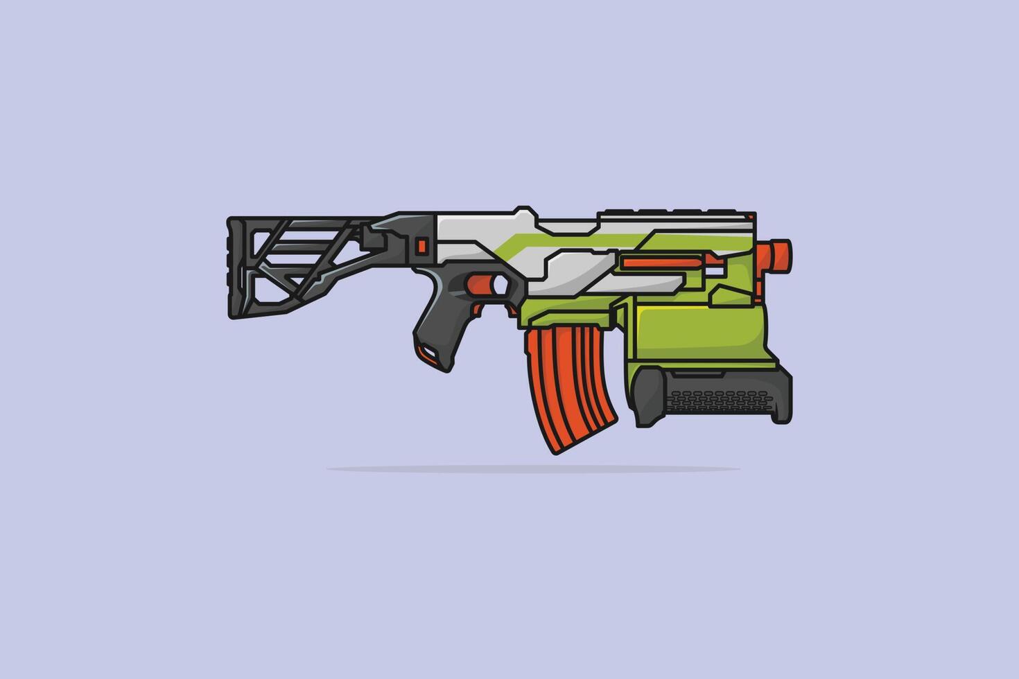 Space Blasters Laser Gun vector illustration. Sports object icon concept. Space laser guns future alien weapons vector design with shadow on purple background.
