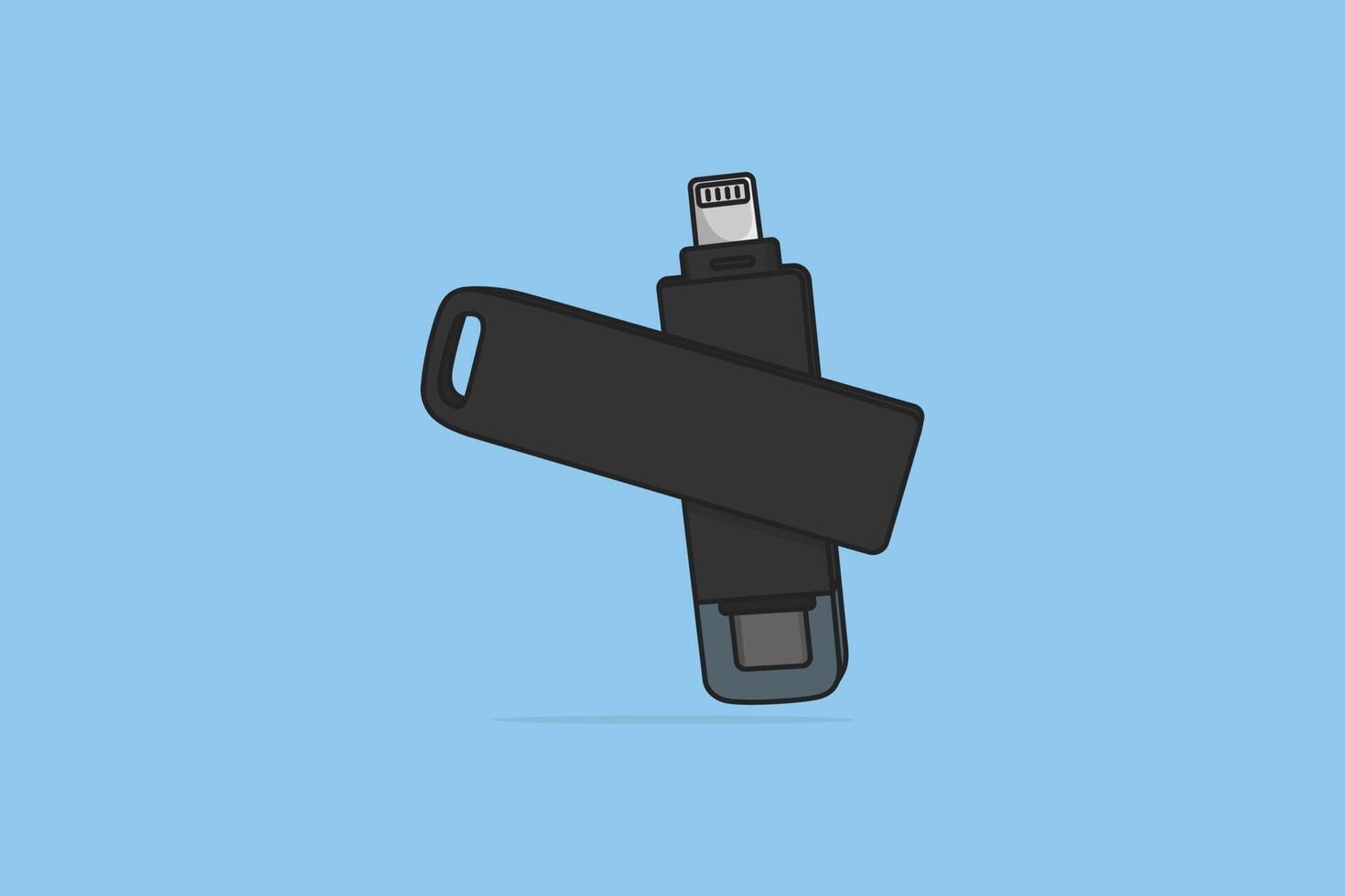 Ilustración de vector de dispositivo usb de tarjeta de memoria moderna. concepto de icono de objeto de tecnología. unidad flash usb moderna para uso en trabajo de oficina en el proyecto y diseño. diseño de vector de dispositivo usb con sombra.