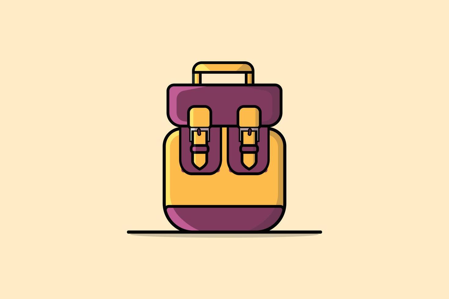 School and Traveling Bag Backpack vector illustration. Education and Travel object icon concept. School backpack for student vector design with shadow. Fashionable fabric school bag logo.