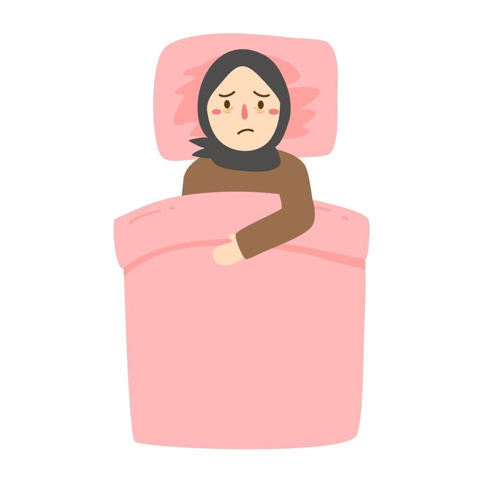 loneliness depression woman awake in night unhappy vector