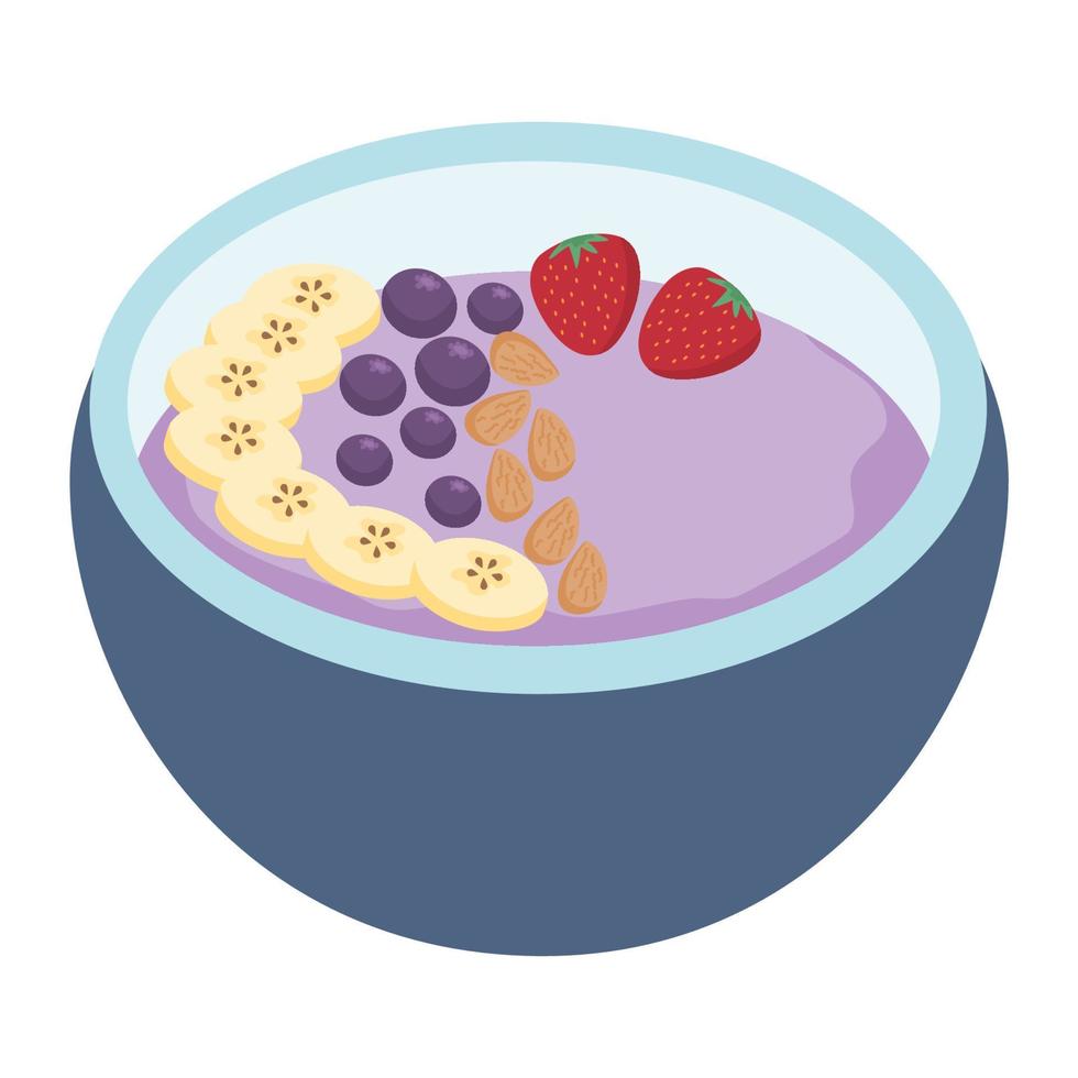 Smoothie bowl with nuts and berries vector