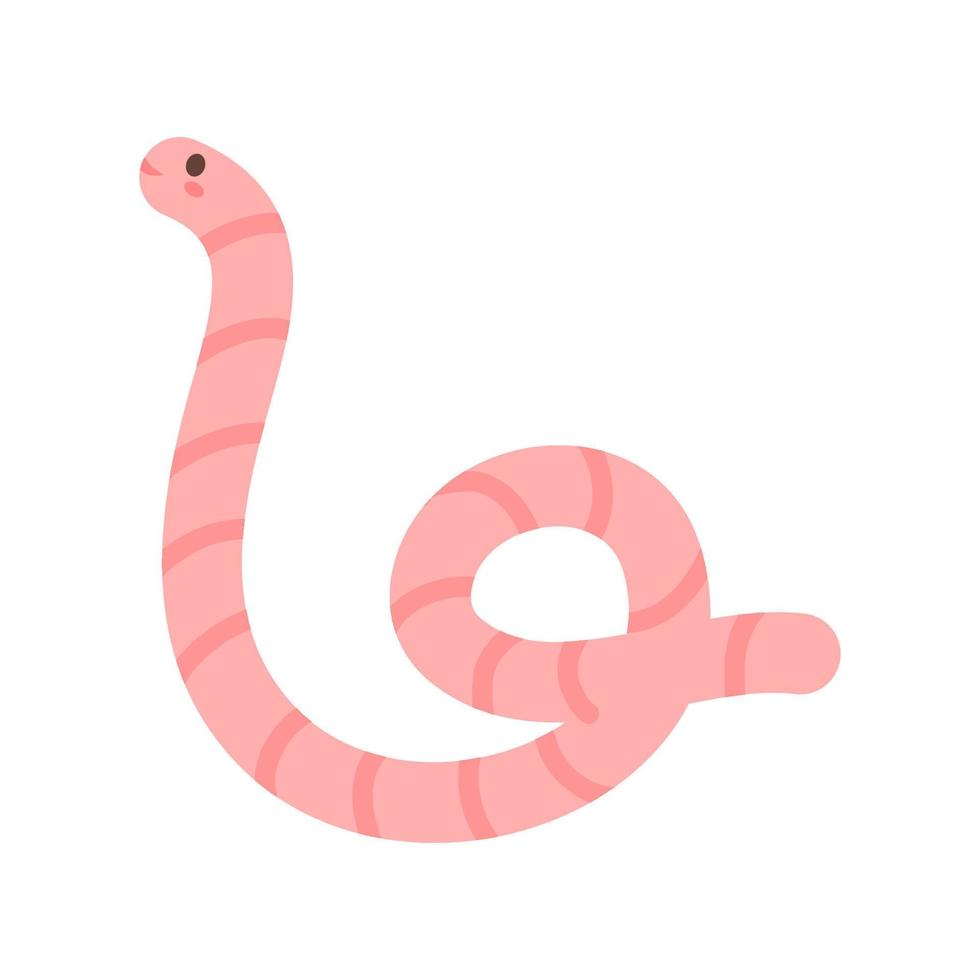 cute pink worm cartoon vector