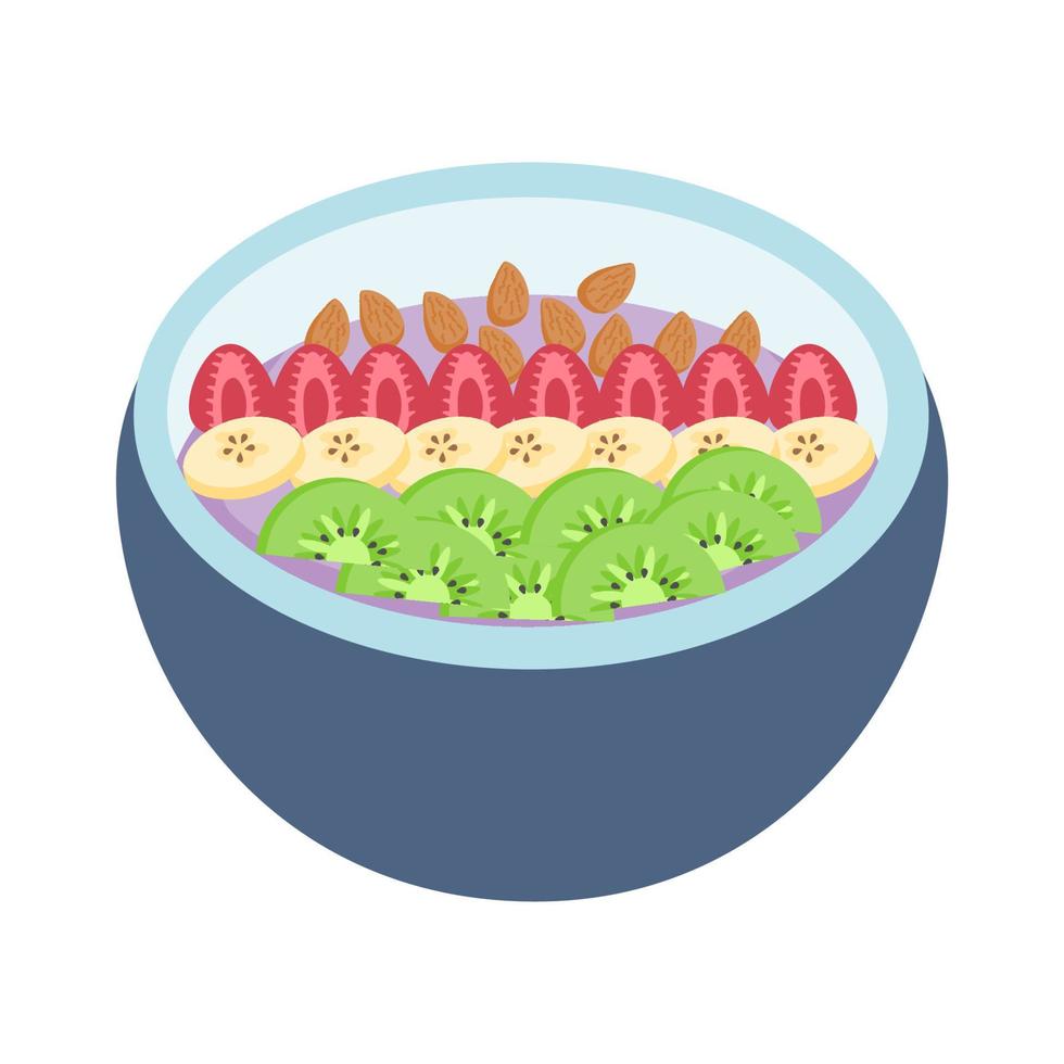 zalamero cuenco hecho con fresa plátano y almendra vector