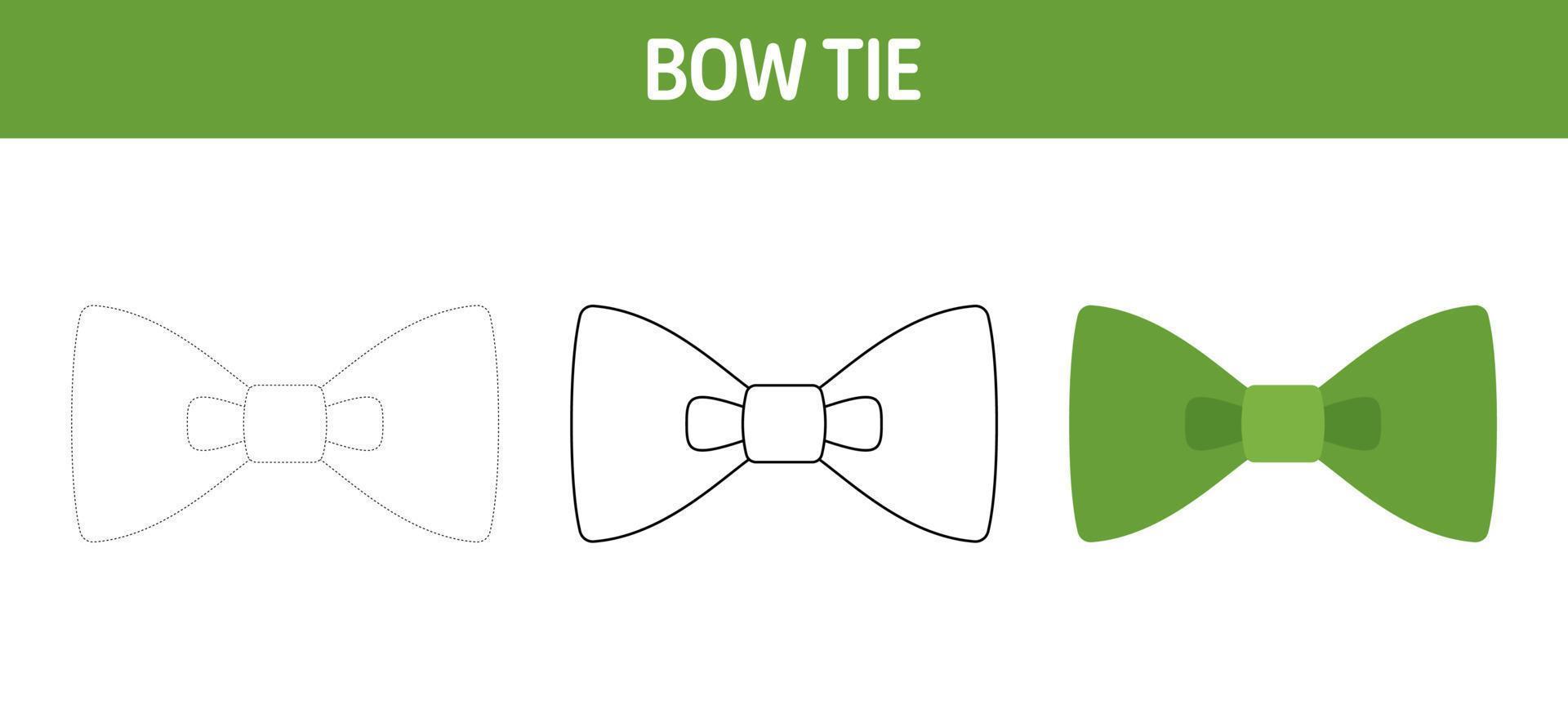 Bow Tie tracing and coloring worksheet for kids vector