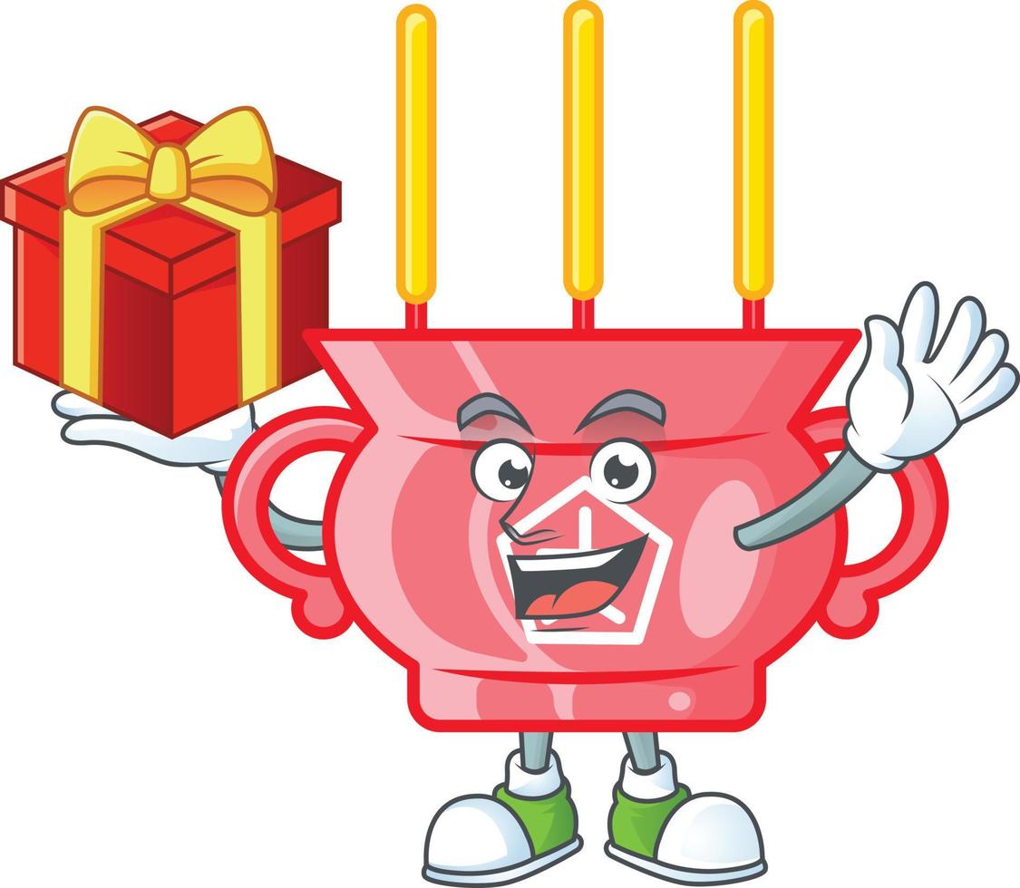 Chinese red incense cartoon character style vector