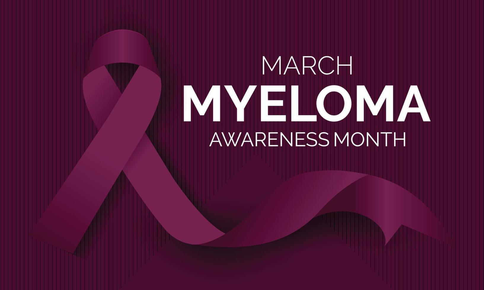 Myeloma awareness Celebrated in March annually. poster , banner and Realistic ribbon. Vector illustration.