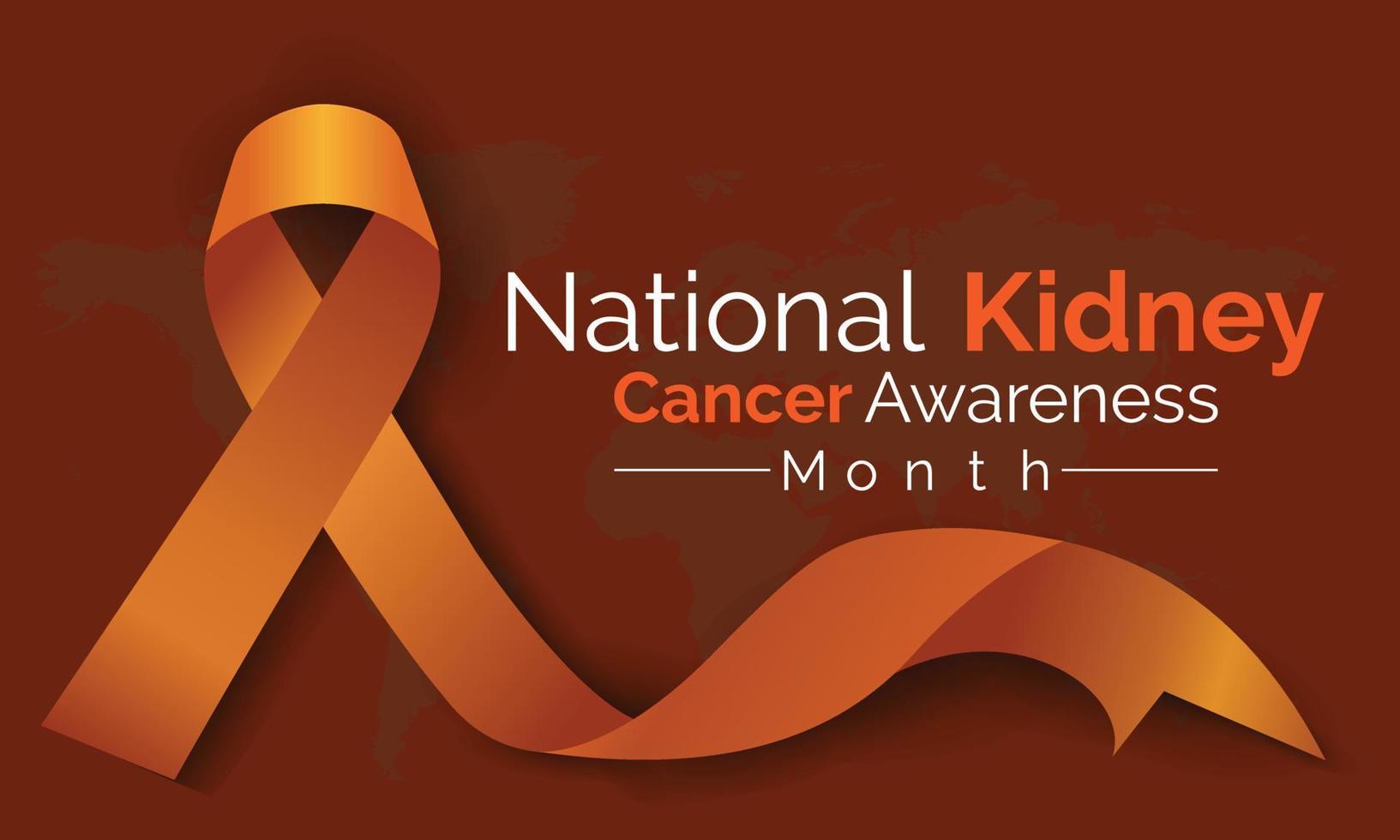 National Kidney Cancer Awareness Month. Orange Color Realistic  Ribbon .Vector Design Template For Poster.. vector