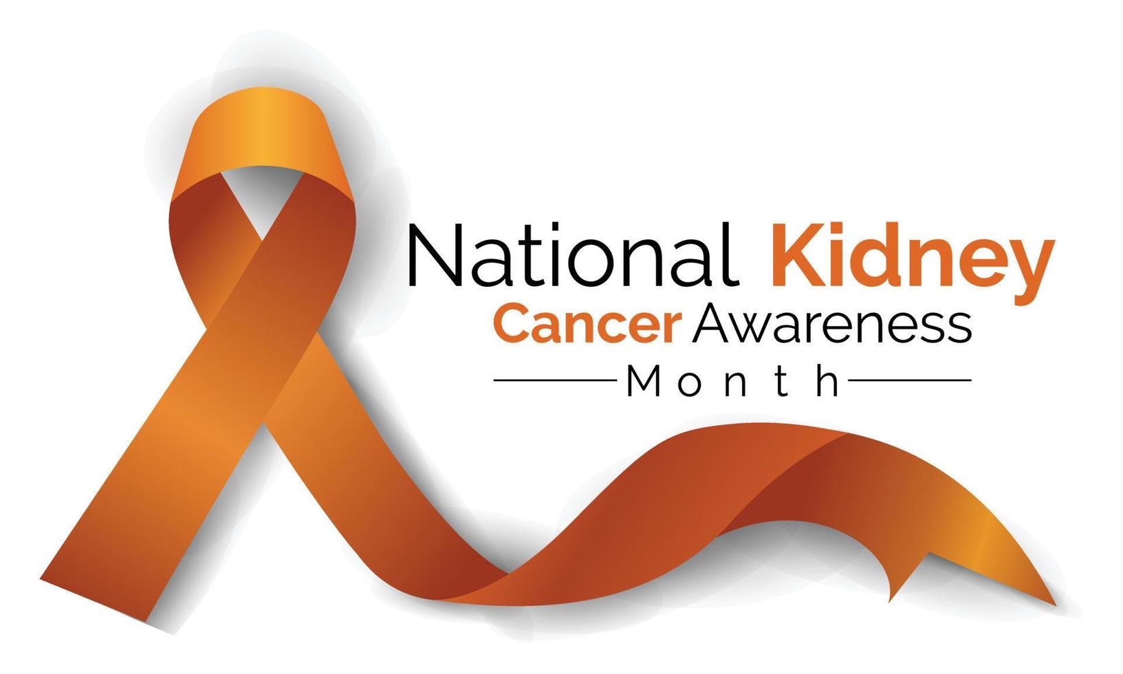 National Kidney Cancer Awareness Month. Orange Color Realistic  Ribbon .Vector Design Template For Poster.. vector
