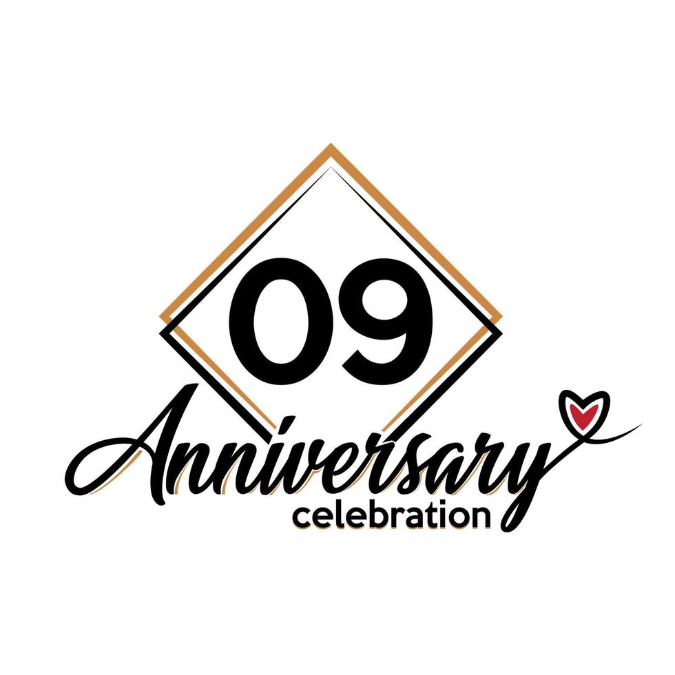 09 years anniversary celebration vector template design illustration