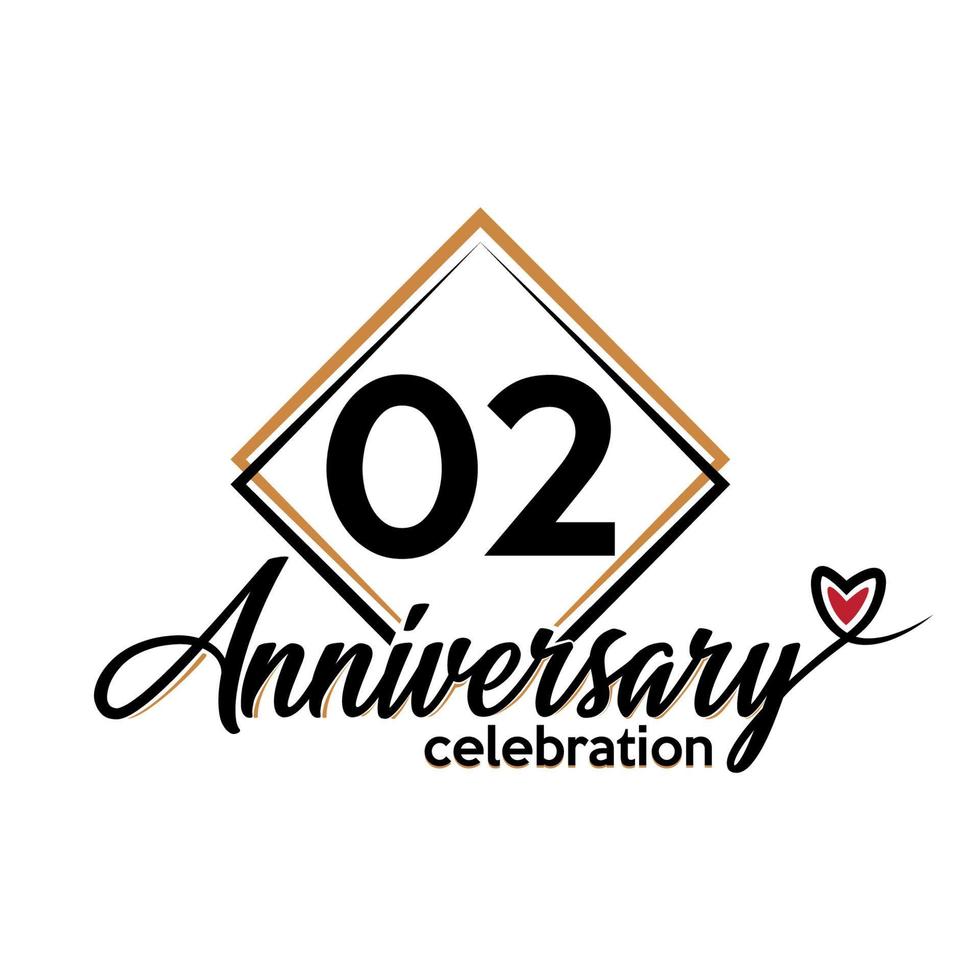 02 years anniversary celebration vector template design illustration