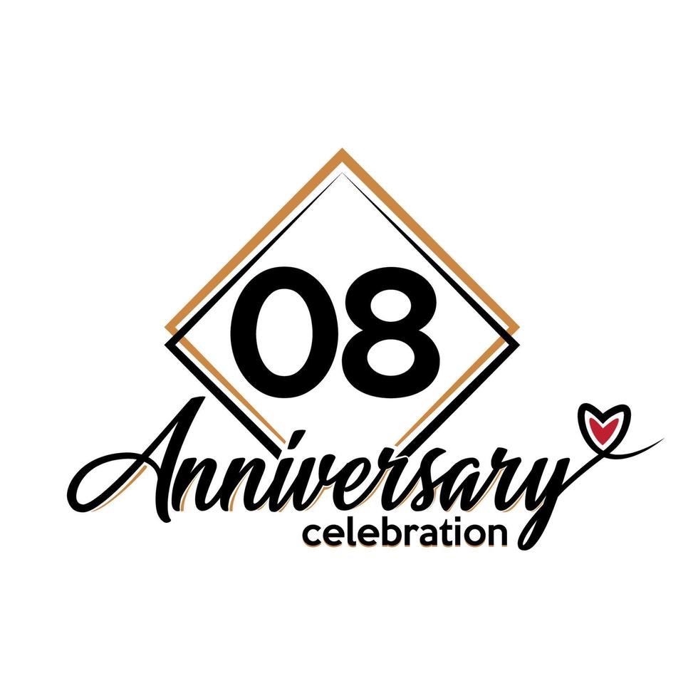 08 years anniversary celebration vector template design illustration