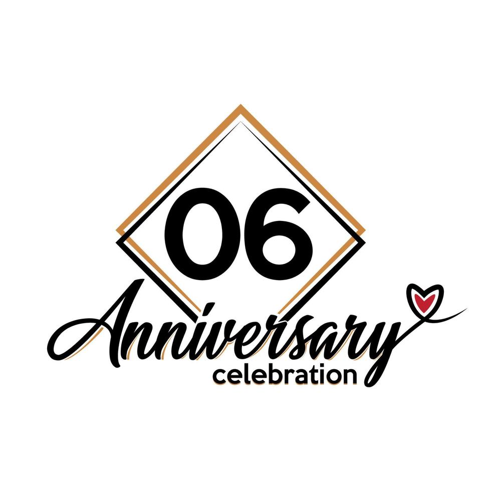 06 years anniversary celebration vector template design illustration