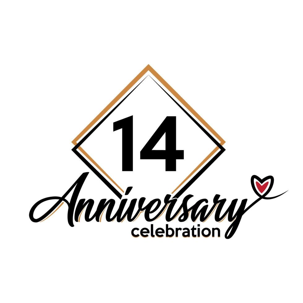 14 years anniversary celebration vector template design illustration