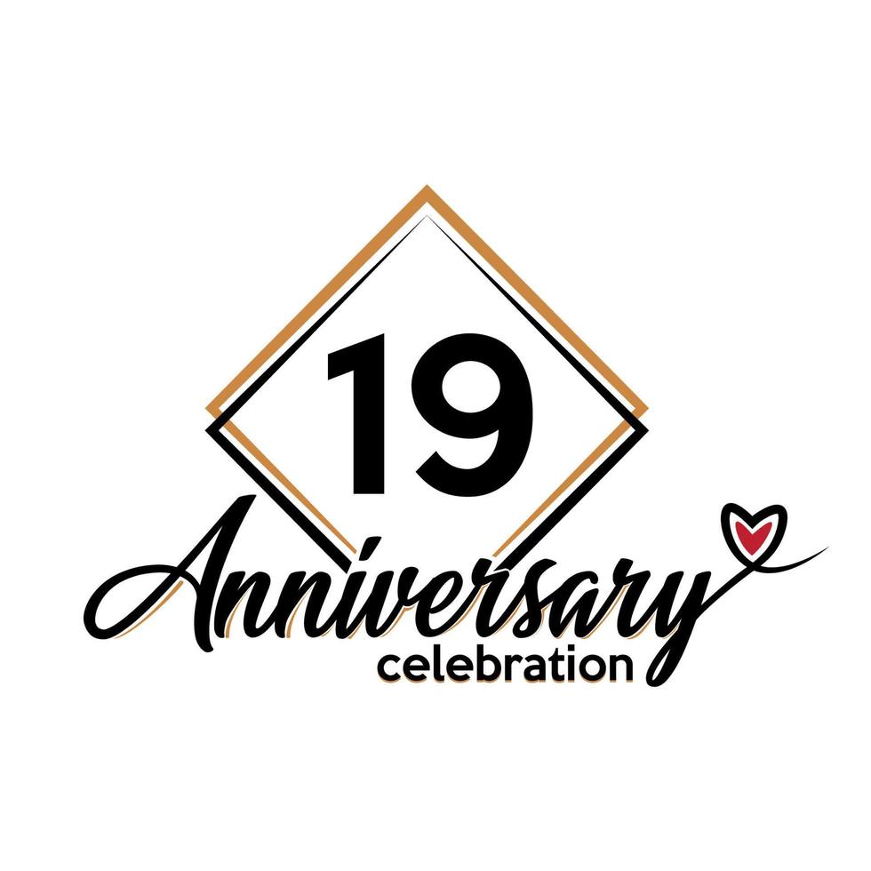 19 years anniversary celebration vector template design illustration