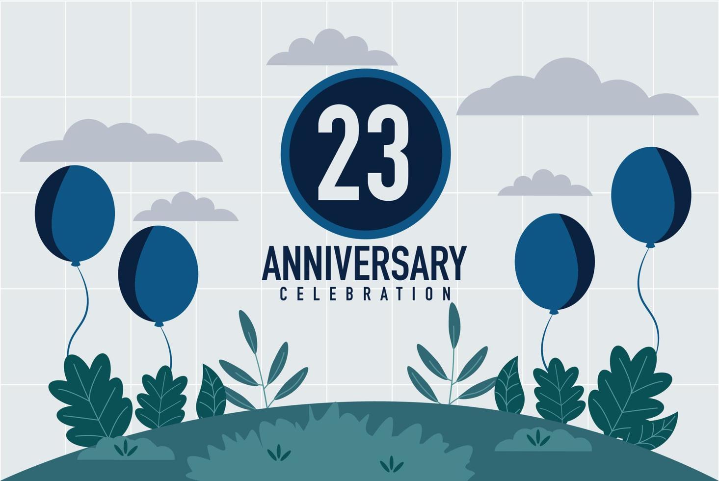 Vector 23 years anniversary invitation card. anniversary celebration modern design illustration template.