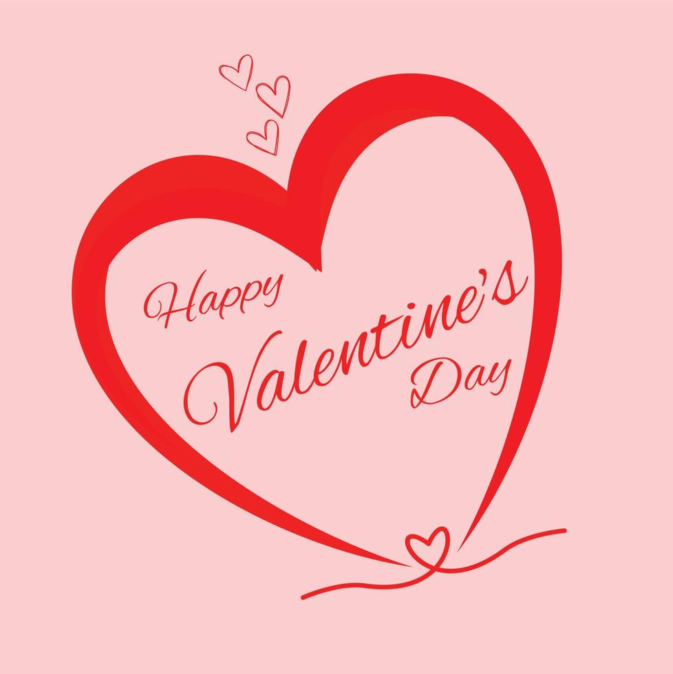 contento San Valentín día con texto y corazón vector