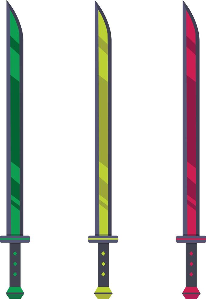 3 de colores conjunto largo espada vector