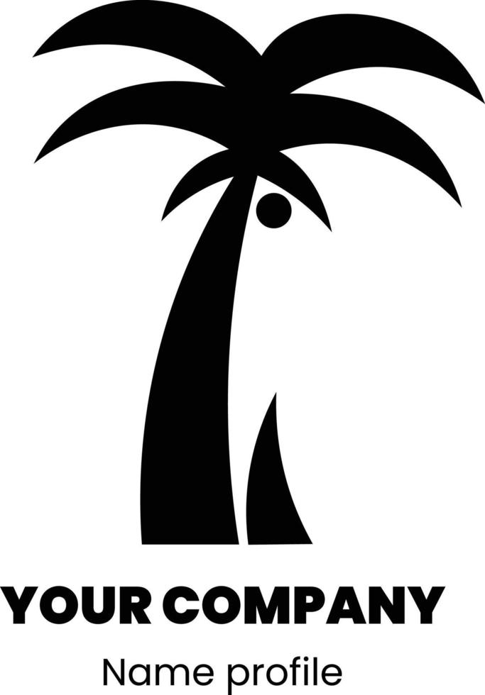 simple black palm tree logo vector