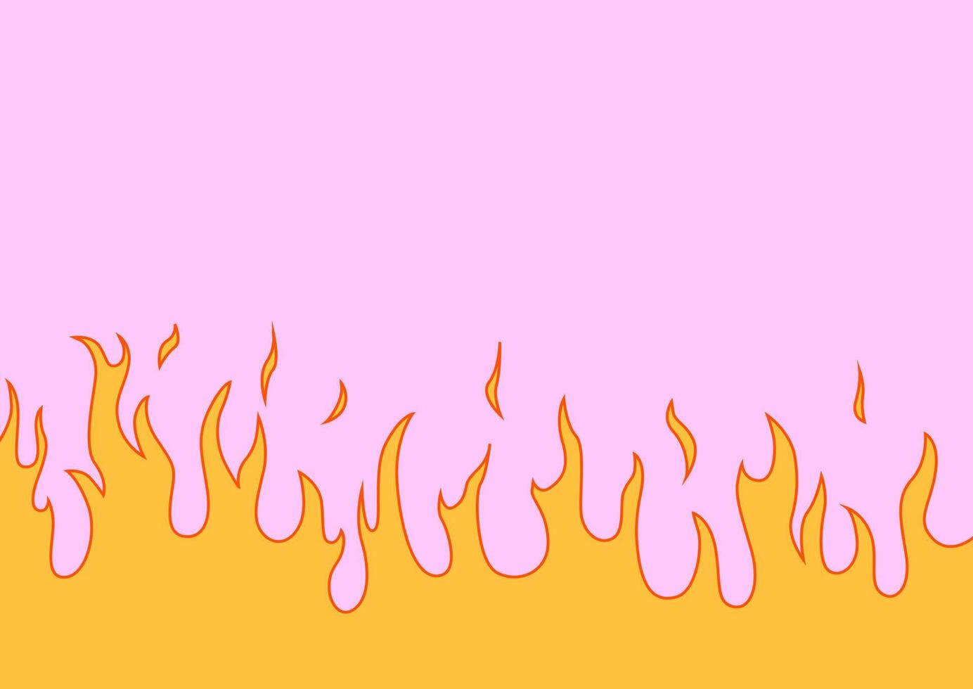 Groovy yellow flames on a pink background. Abstract fire vector