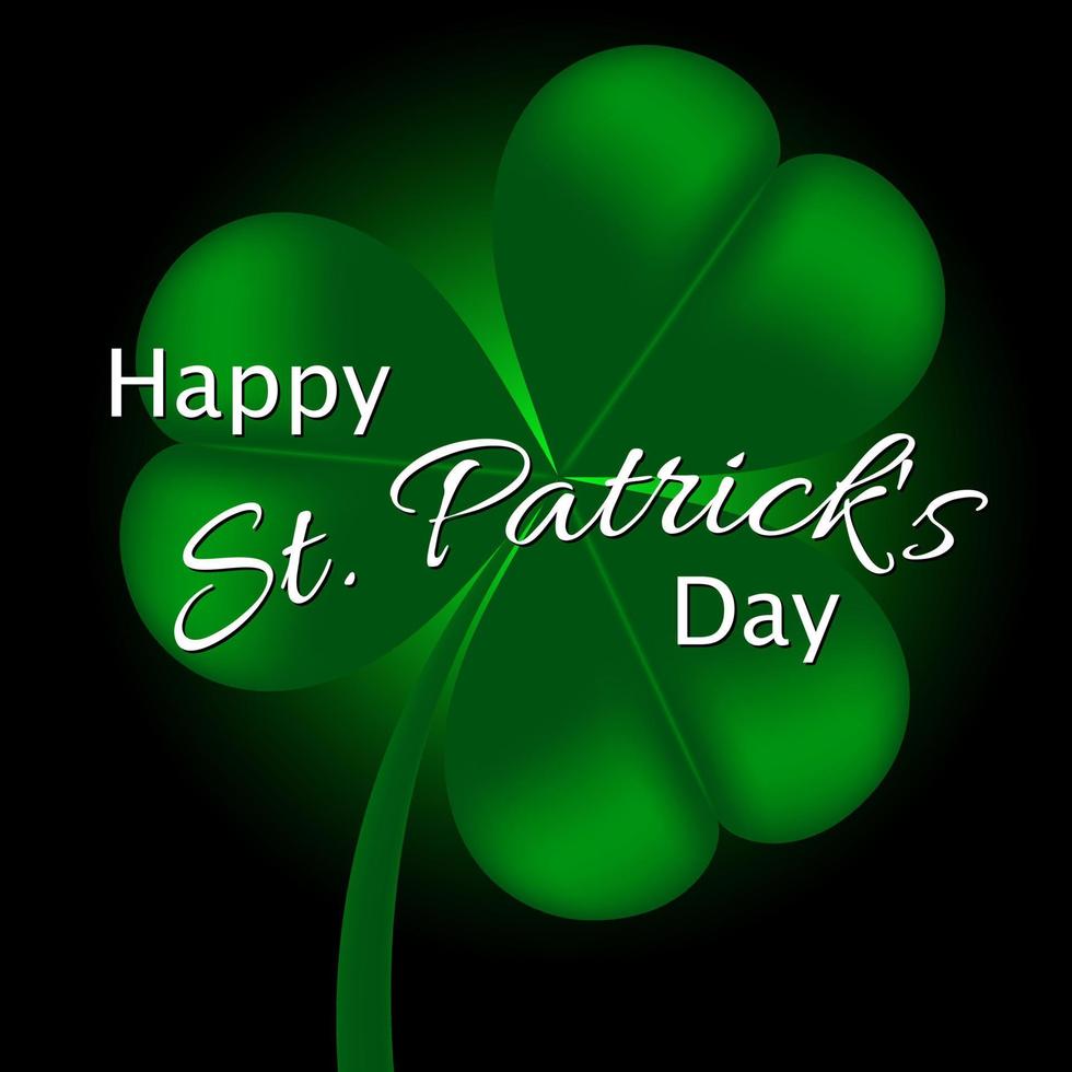 Happy St. Patrick's Day greeting. Lettering St. Patrick's Day on a dark background with shamrock. Vector illustration