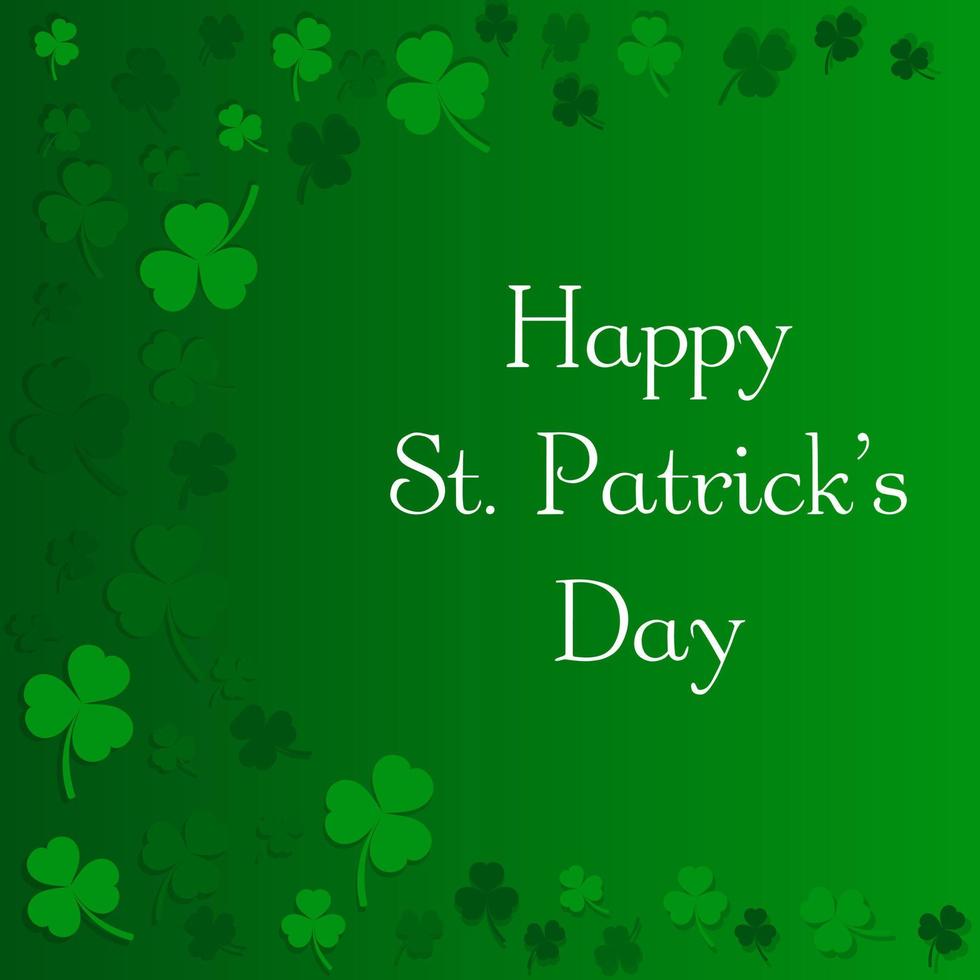 Background for St. Patrick's Day. Vector illustration for a happy spring design with clover leaves. Border and frame green shamrock isolated on green background