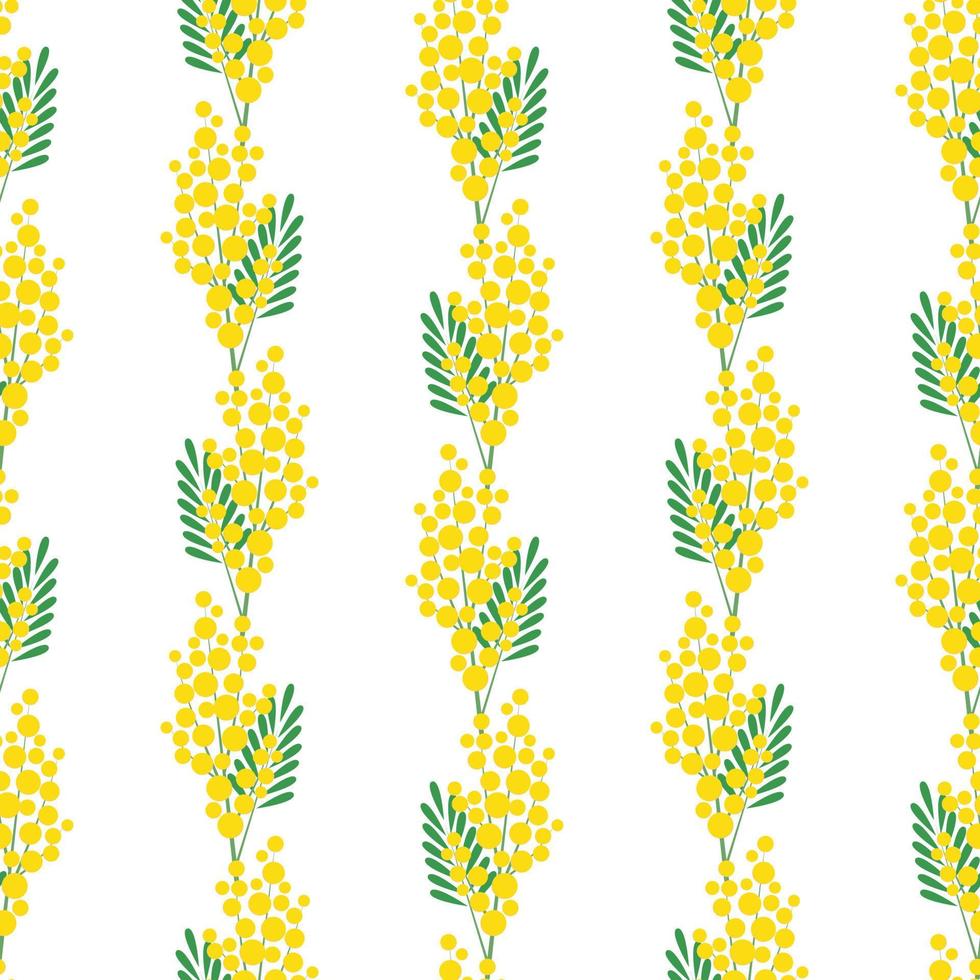 Seamless pattern with mimosa blossoms. Spring design for wallpaper, fabric, wrapping paper. Vector illustration.