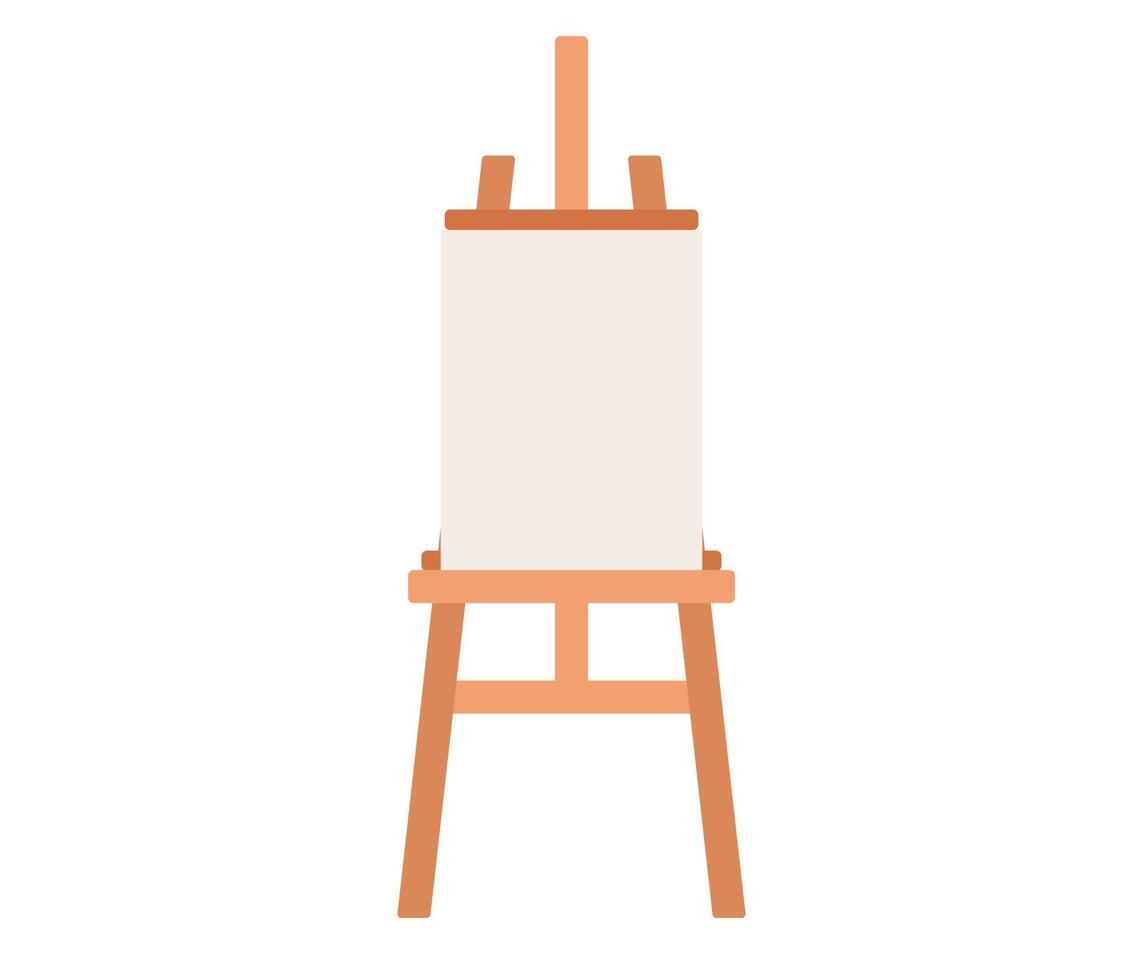 Wooden easel or art board with mock up blank canvas. Artist icon. Art sign. Vector flat illustration