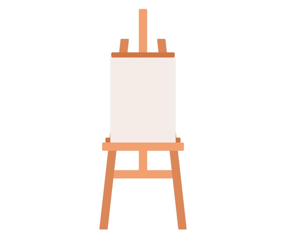 Wooden easel or art board with mock up blank canvas. Artist icon. Art sign. Vector flat illustration