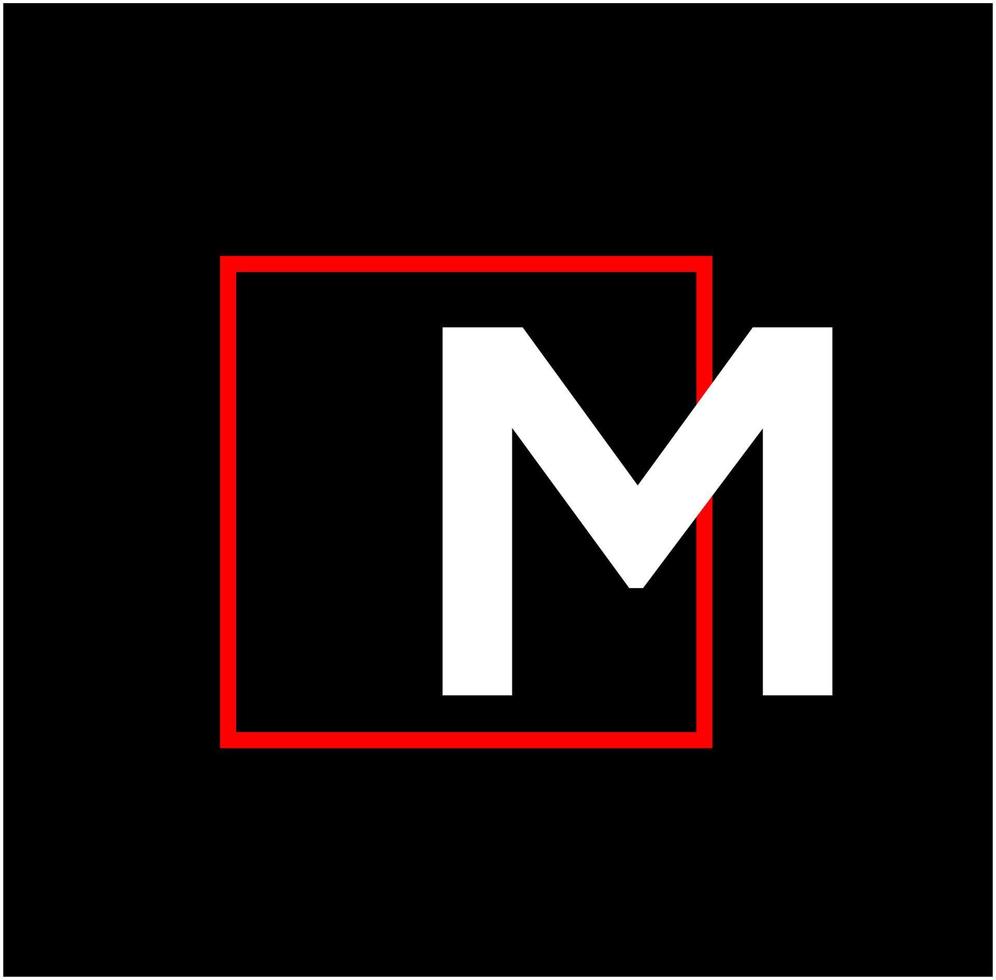 M letter company name monogram. M letter with red box. vector