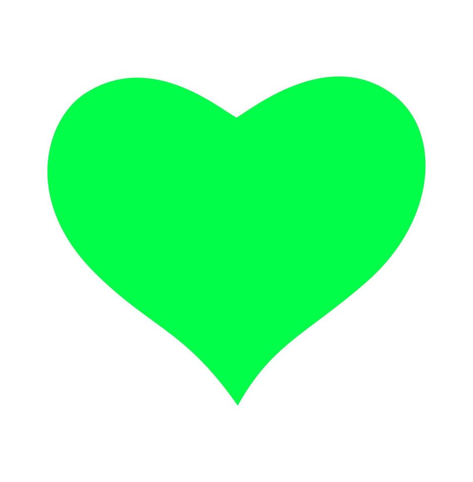 fluorescent green color heart icon on white background. vector