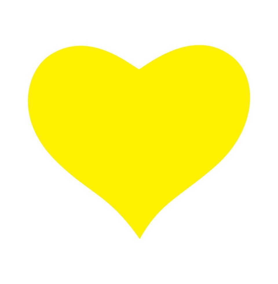 Yellow color heart icon on white background. vector