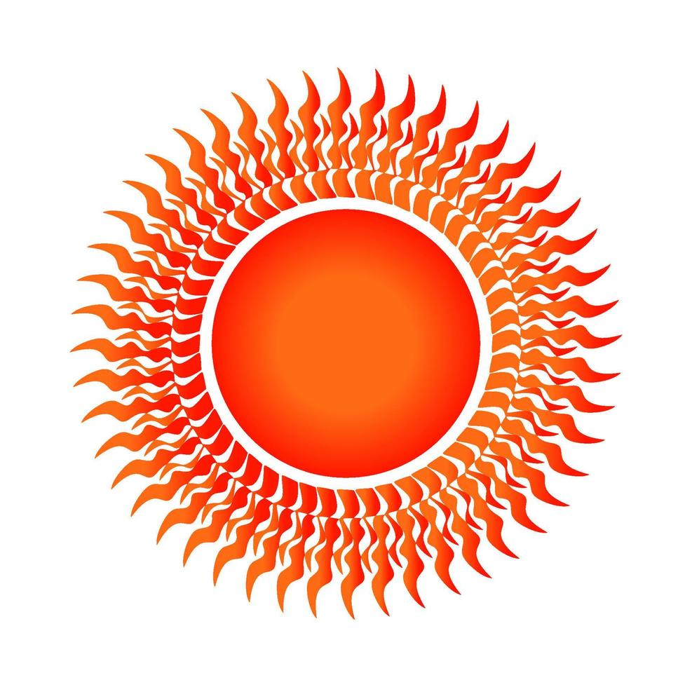 Sun illustration with so many hot petals.Surya colorful vector icon.