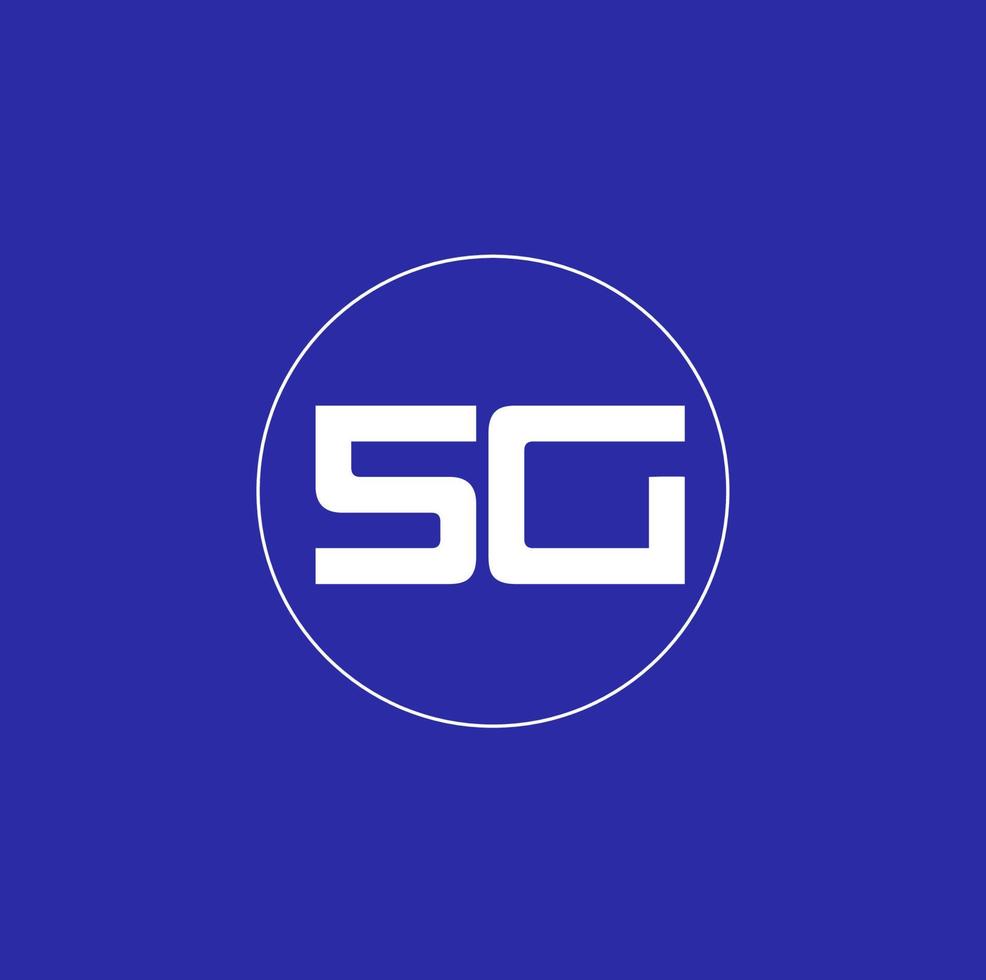 SG brand name initial letters icon. SG blue lettering. vector