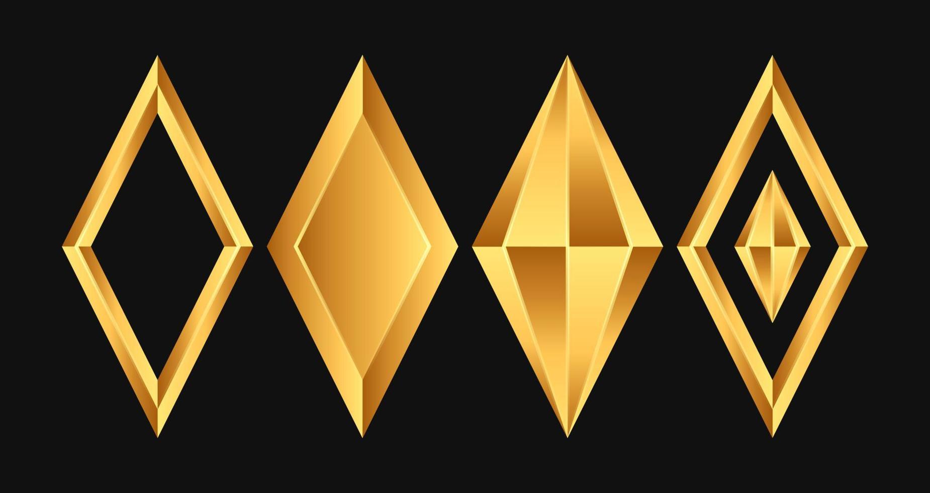 Golden Diamond Shape Vector Set