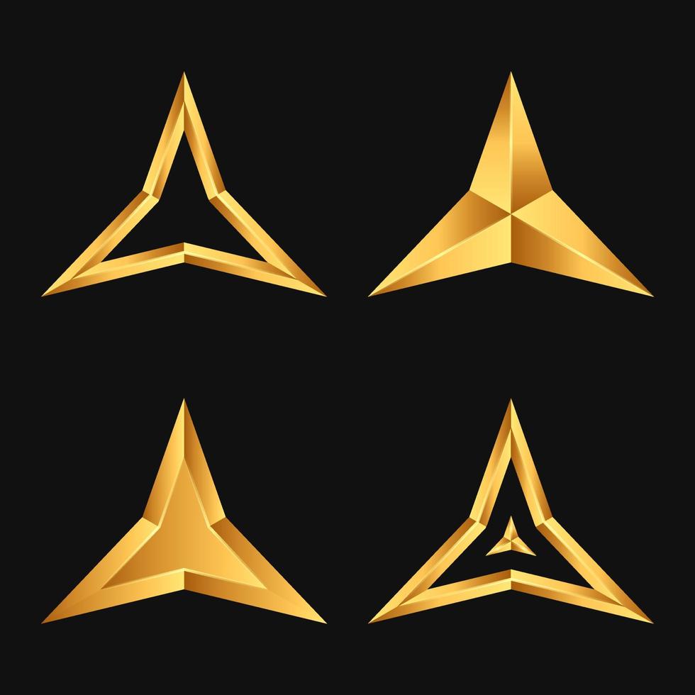 Gold Three Point Stars Vector Set