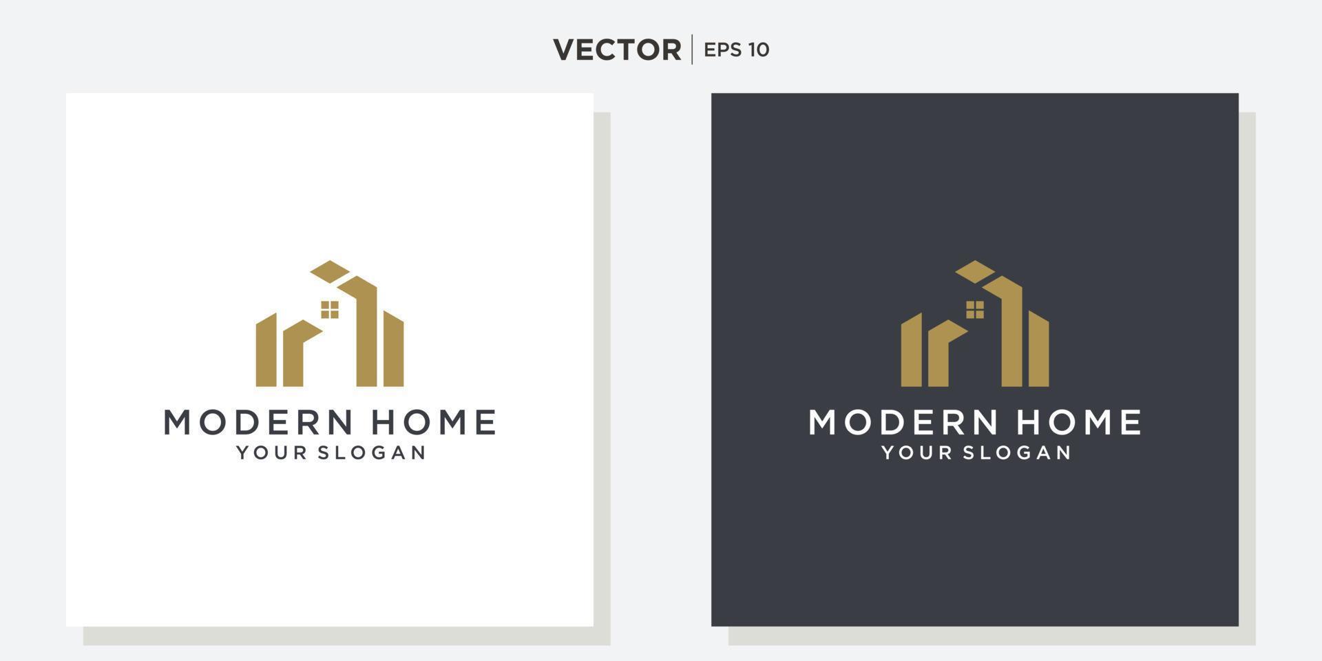 House Logo. Gold House Symbol Geometric Linear Style isolated on Double Background. Usable for Real Estate, Construction, Architecture and Building Logos. vector